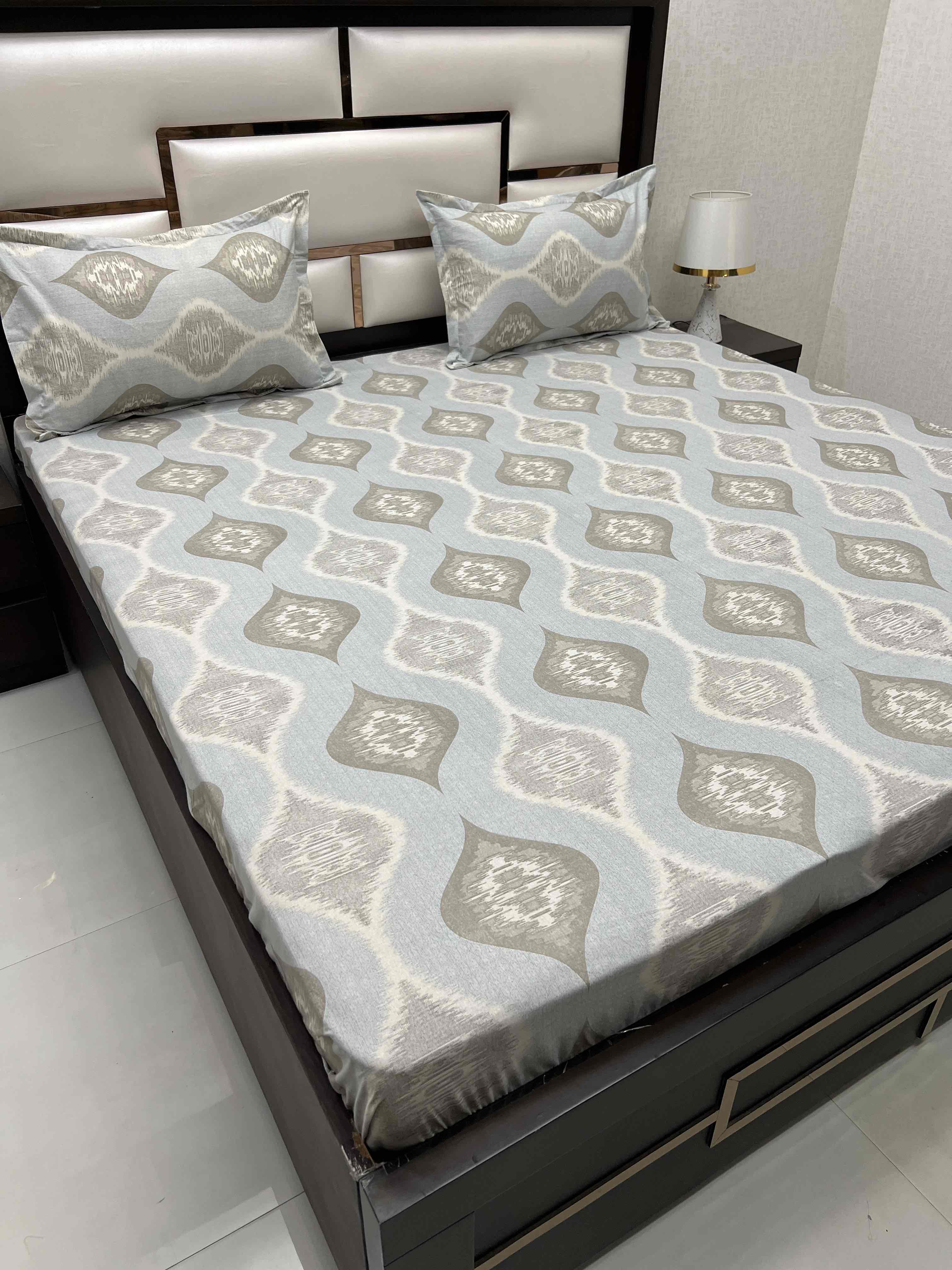 A-4259 Pure Cotton 180 TC King Size Double Bedsheet (274X274) with Two Pillow Covers (50X76)