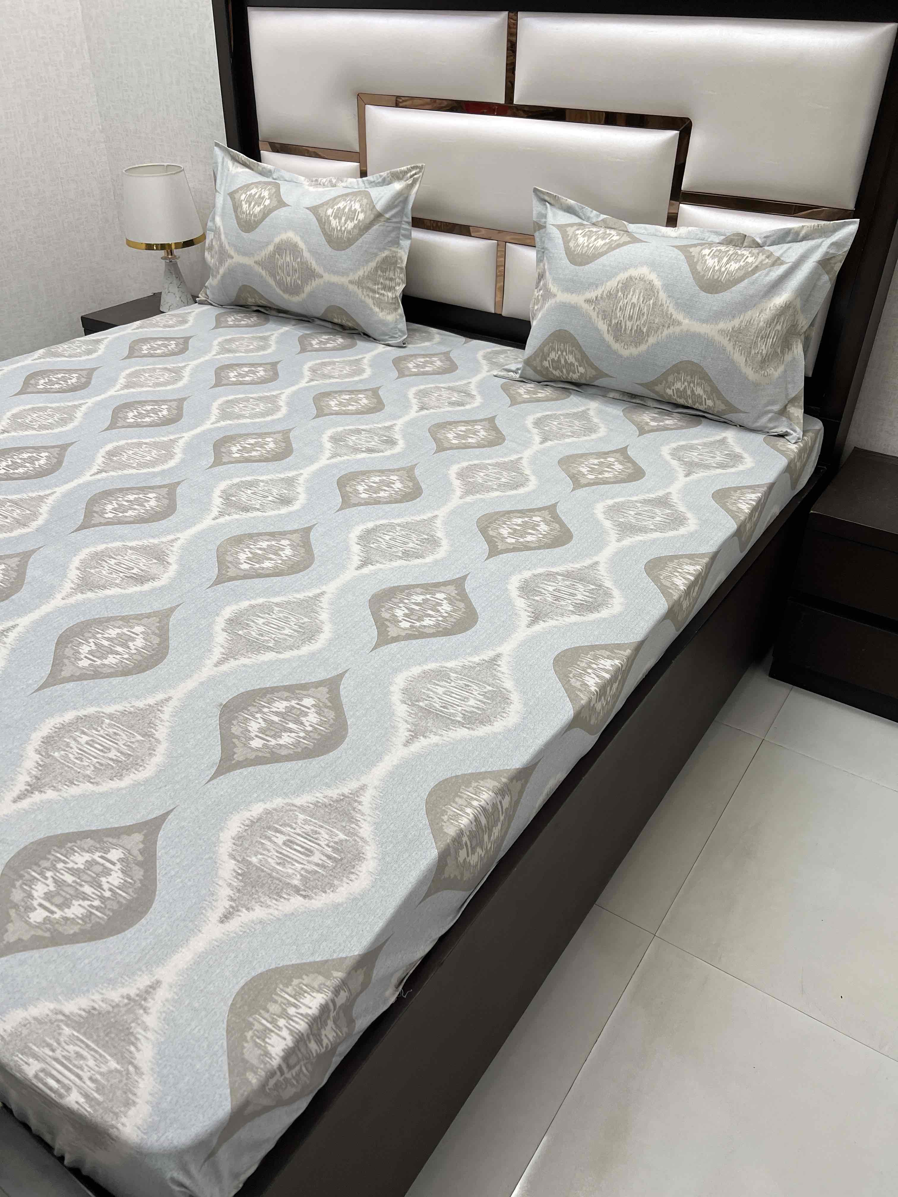 A-4259 Pure Cotton 180 TC King Size Double Bedsheet (274X274) with Two Pillow Covers (50X76)