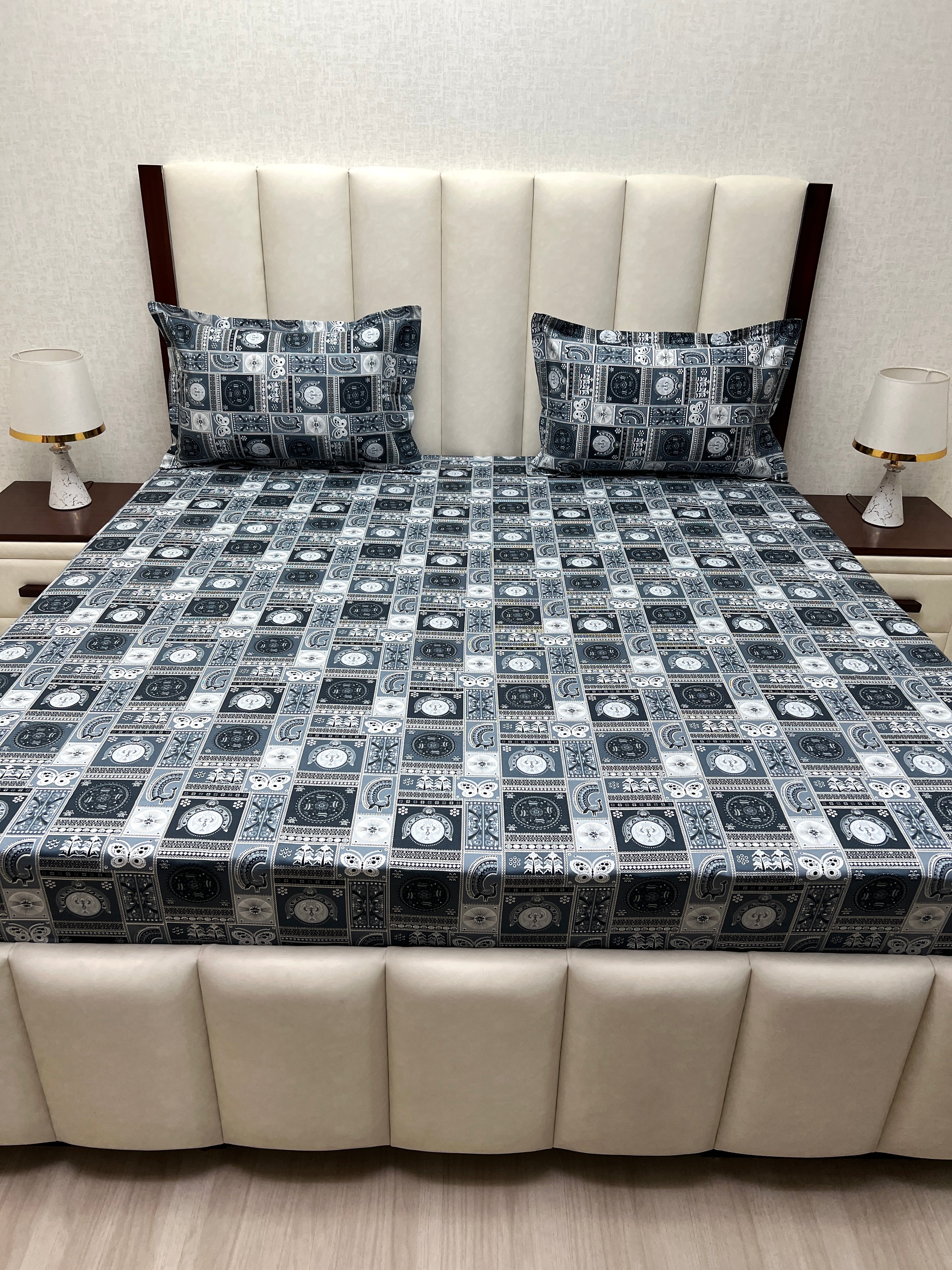 A-4270 - Pure Cotton 180 TC King Size Double Bedsheet (274X274) with Two Pillow Covers (50X76)