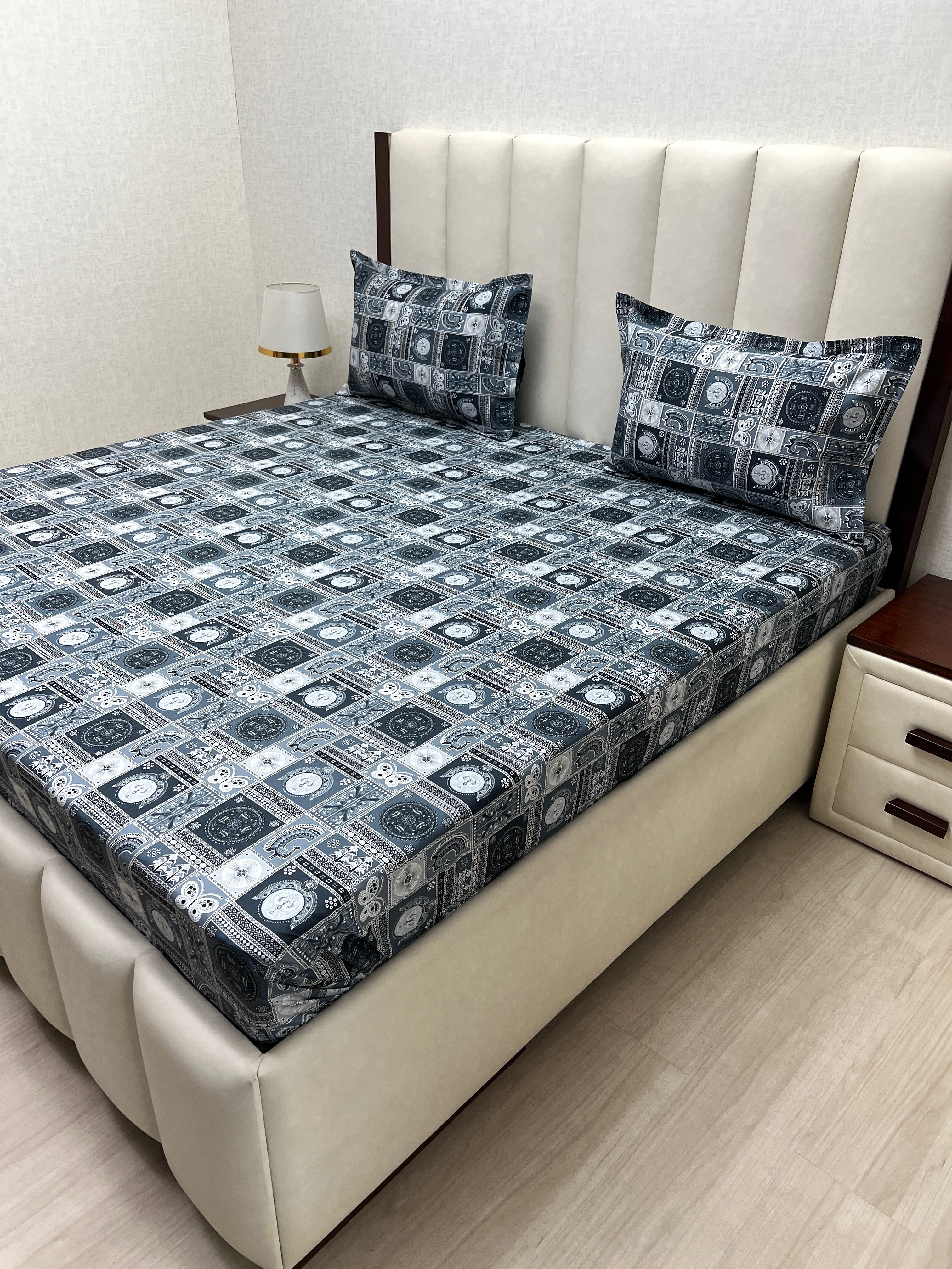 A-4270 - Pure Cotton 180 TC King Size Double Bedsheet (274X274) with Two Pillow Covers (50X76)