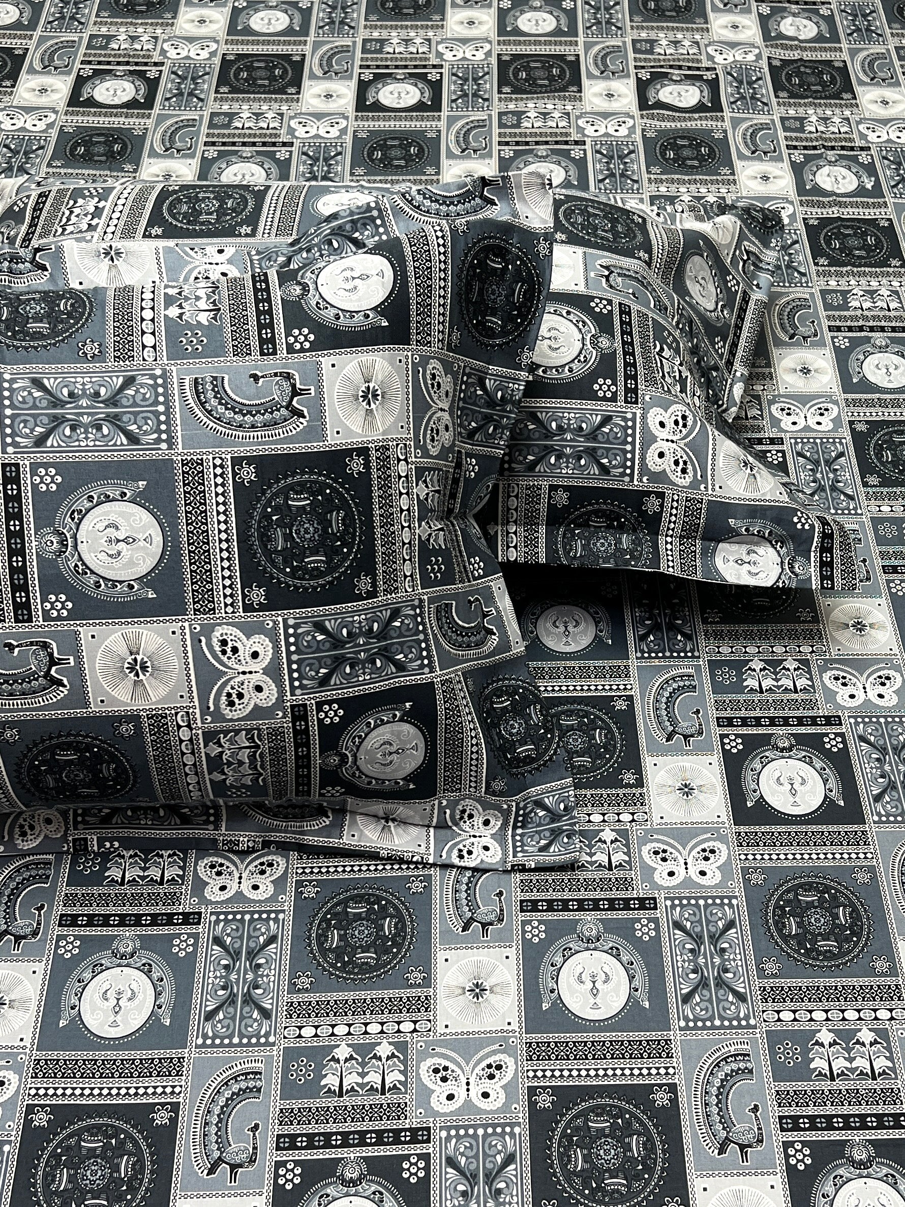 A-4270 - Pure Cotton 180 TC King Size Double Bedsheet (274X274) with Two Pillow Covers (50X76)