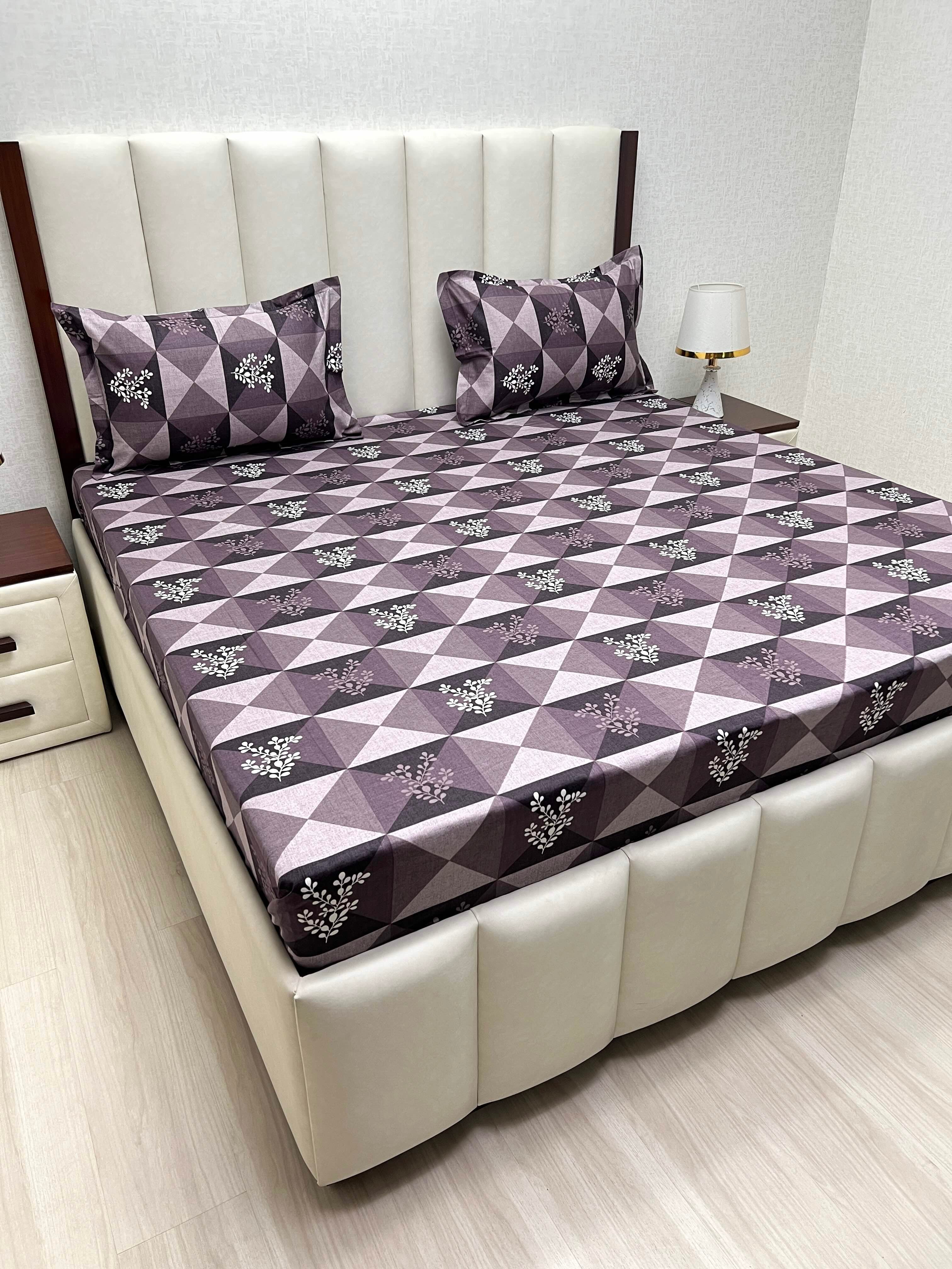 A-4275 - Pure Cotton 180 TC King Size Double Bedsheet (274X274) with Two Pillow Covers (50X76)