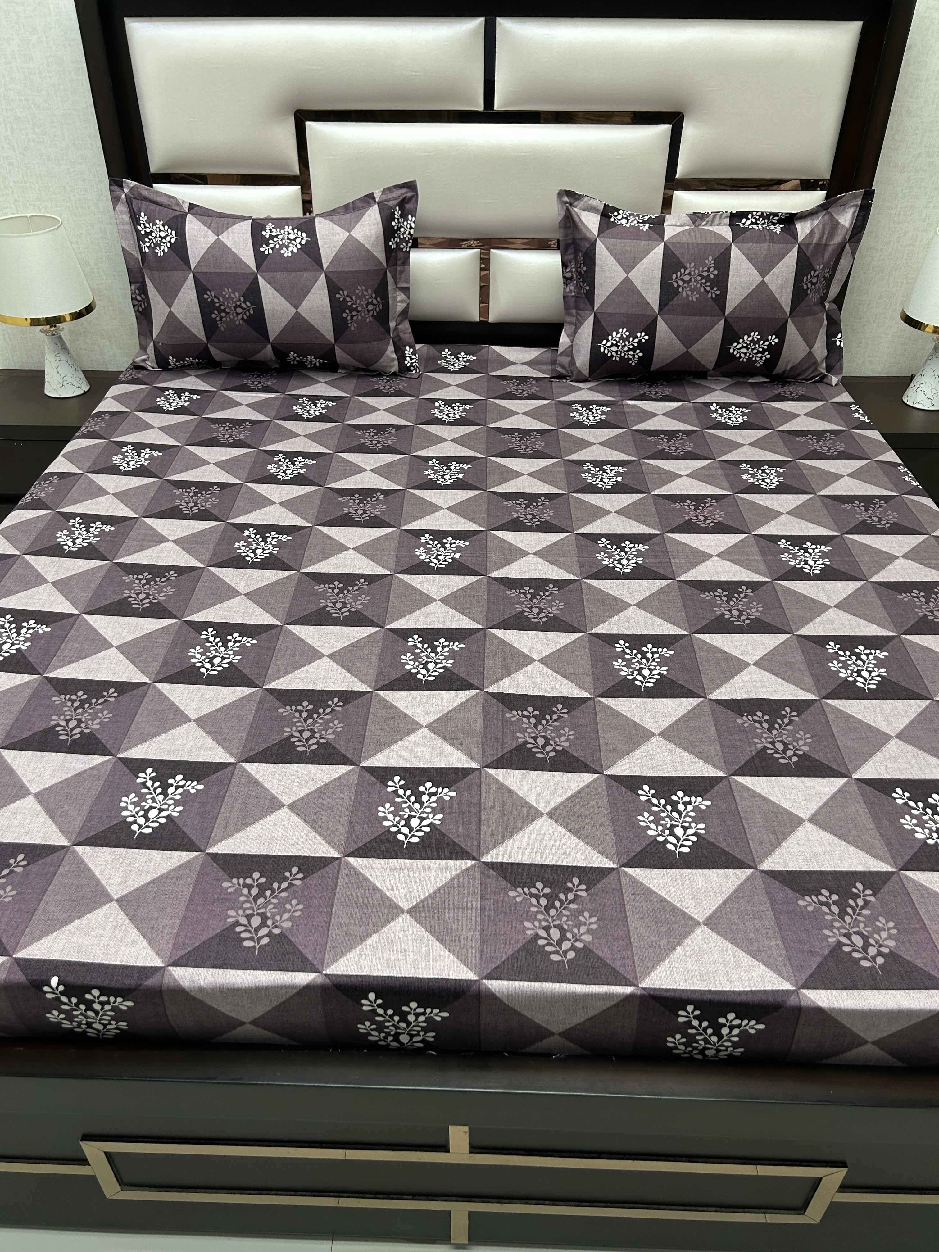 A-4275 - Pure Cotton 180 TC King Size Double Bedsheet (274X274) with Two Pillow Covers (50X76)