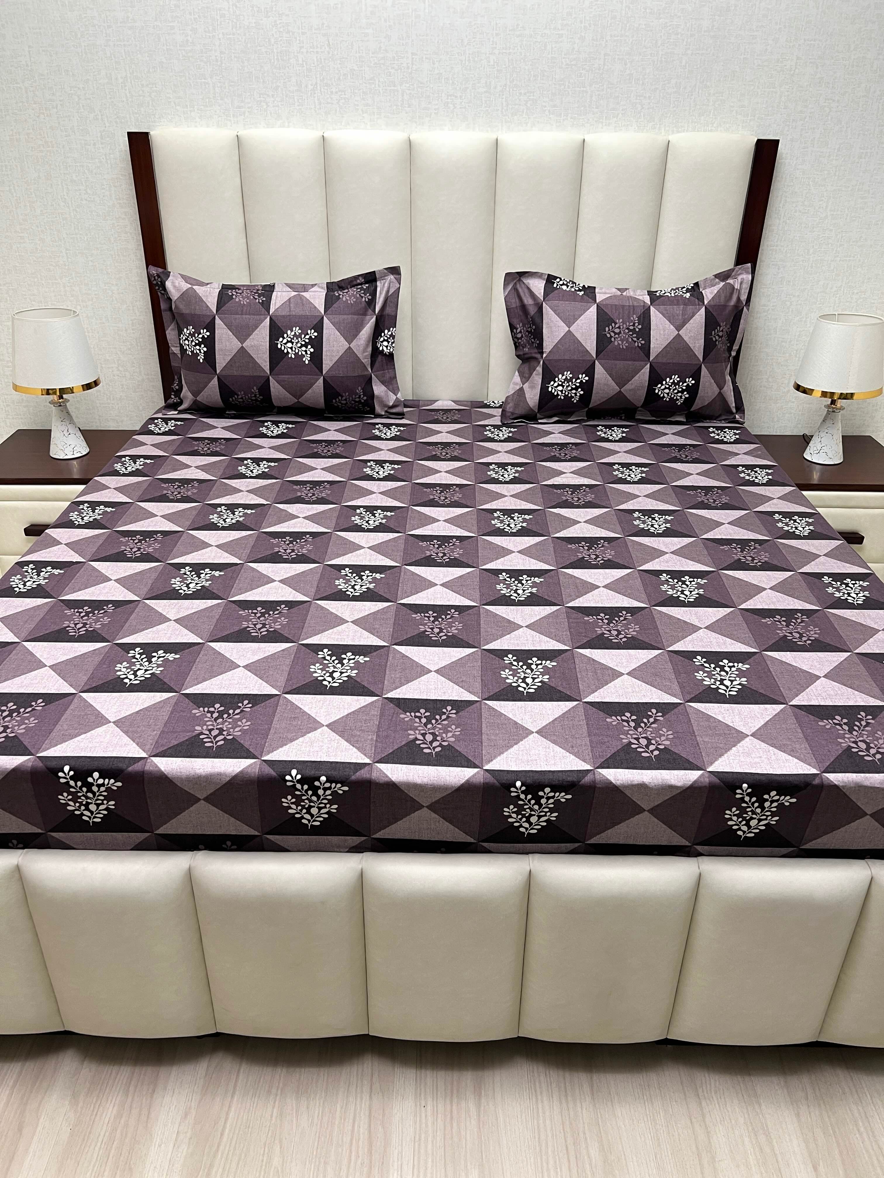 A-4275 - Pure Cotton 180 TC King Size Double Bedsheet (274X274) with Two Pillow Covers (50X76)