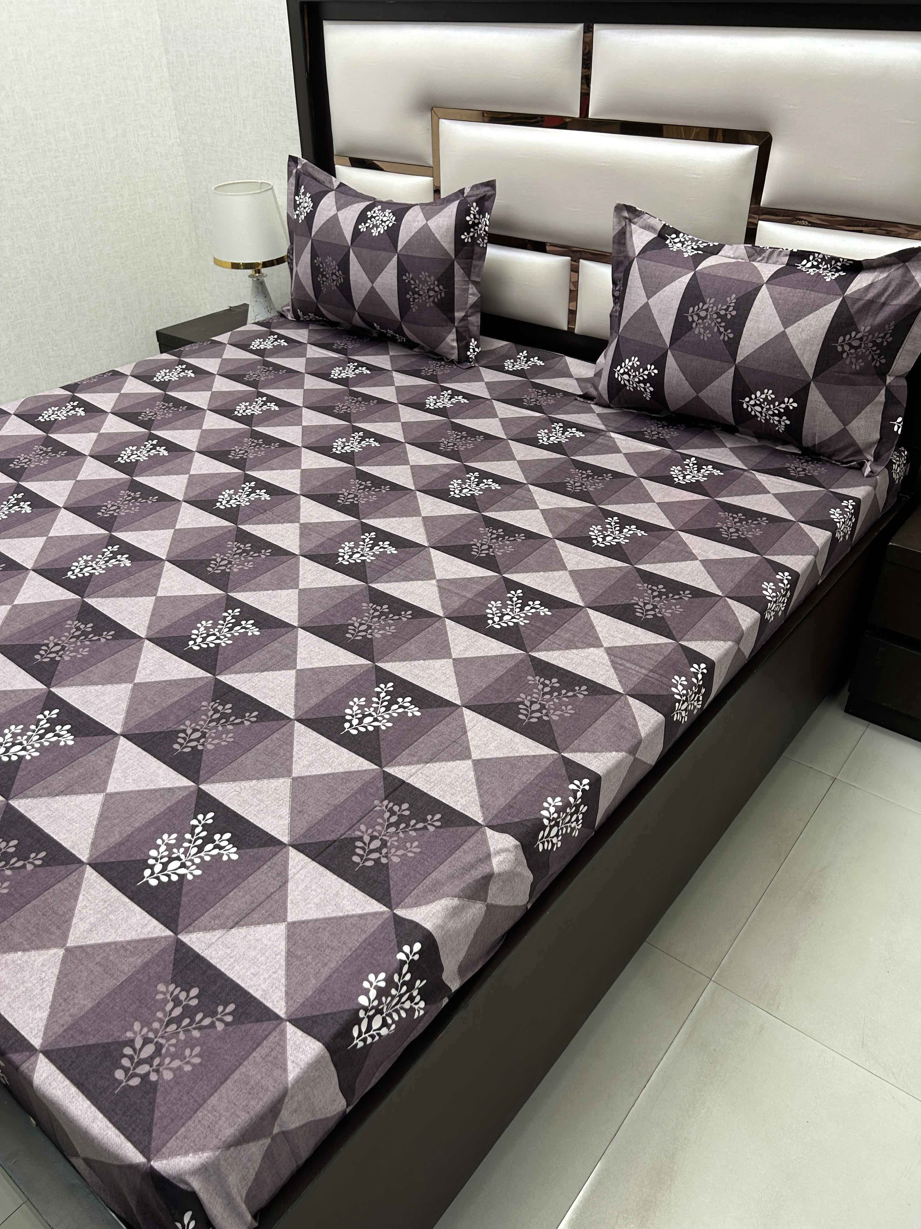 A-4275 - Pure Cotton 180 TC King Size Double Bedsheet (274X274) with Two Pillow Covers (50X76)