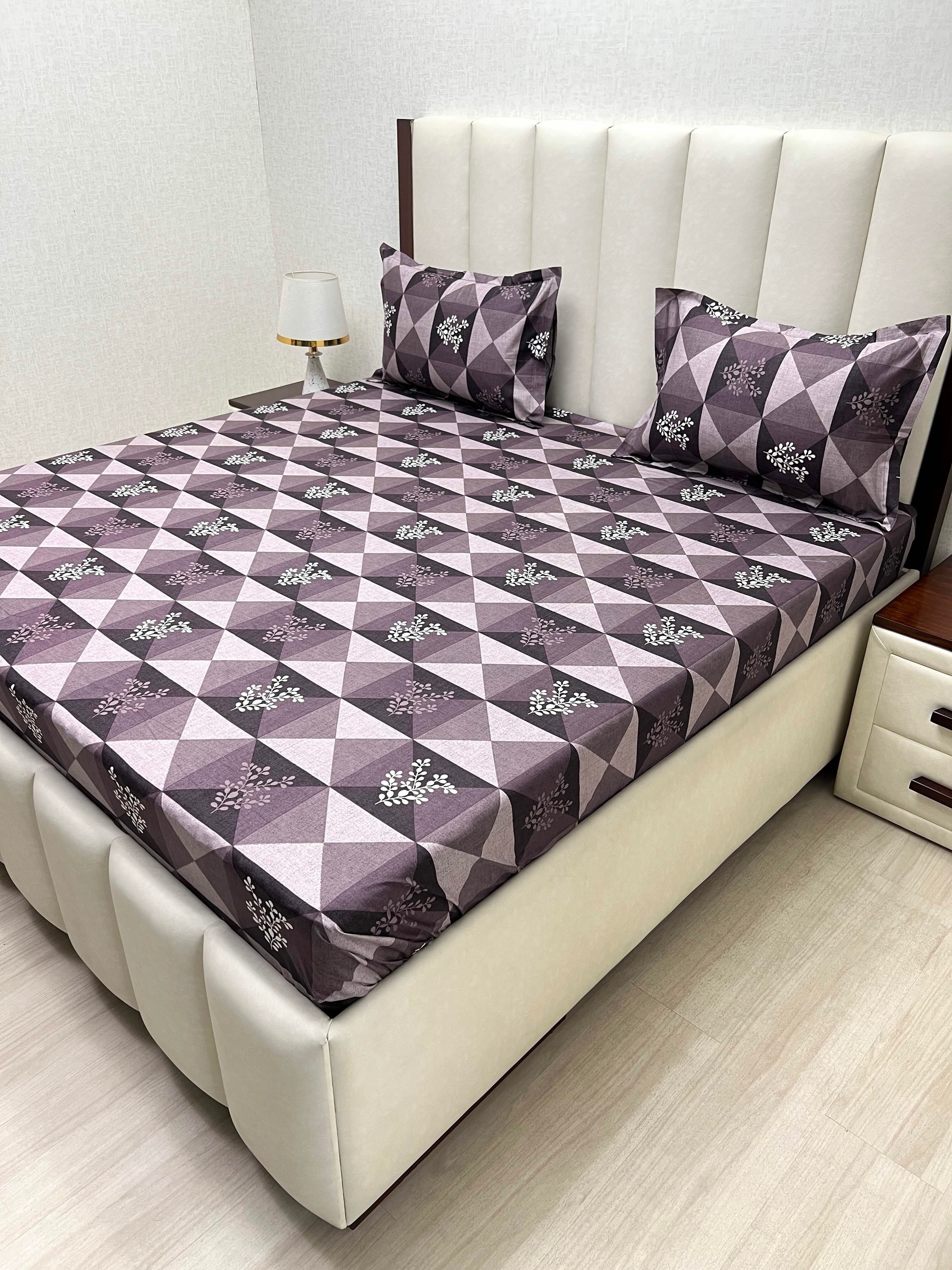 A-4275 - Pure Cotton 180 TC King Size Double Bedsheet (274X274) with Two Pillow Covers (50X76)