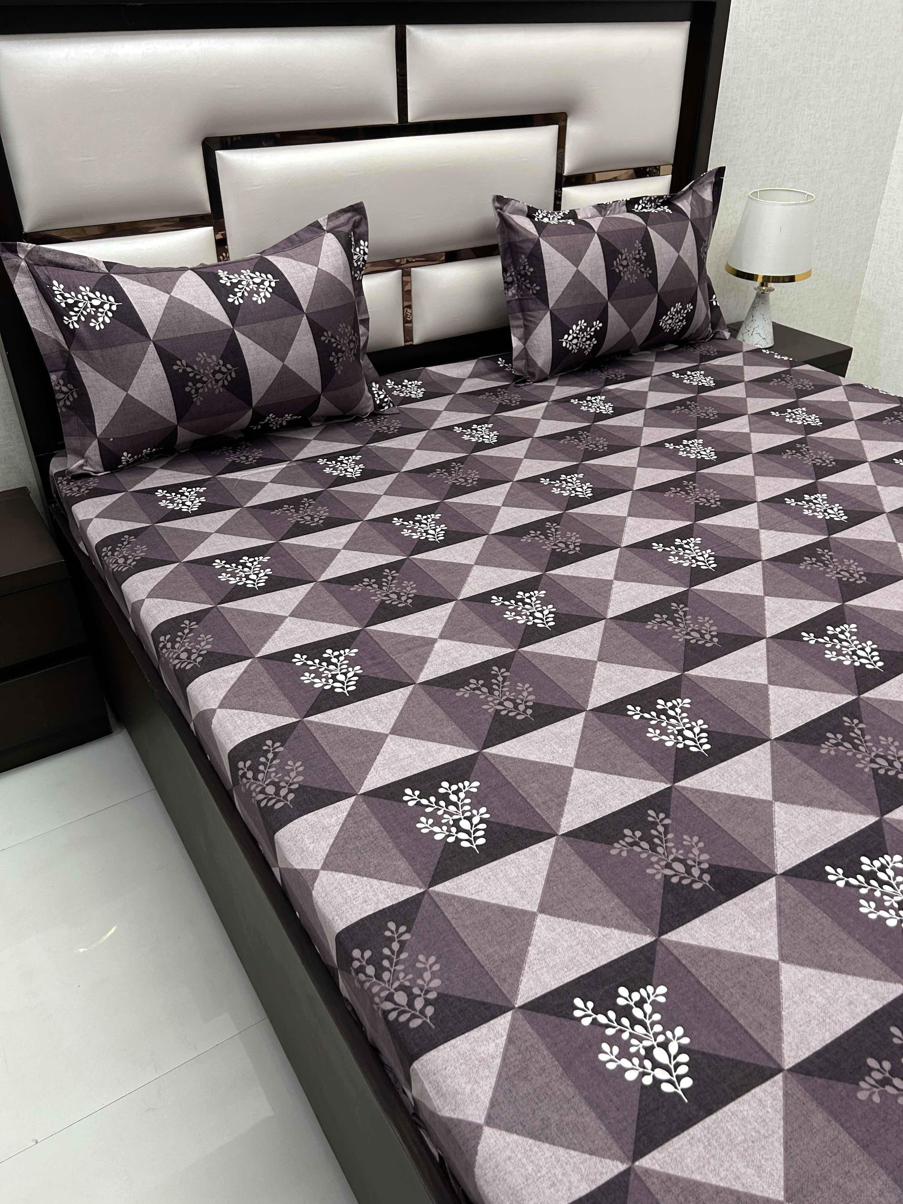 A-4275 - Pure Cotton 180 TC King Size Double Bedsheet (274X274) with Two Pillow Covers (50X76)