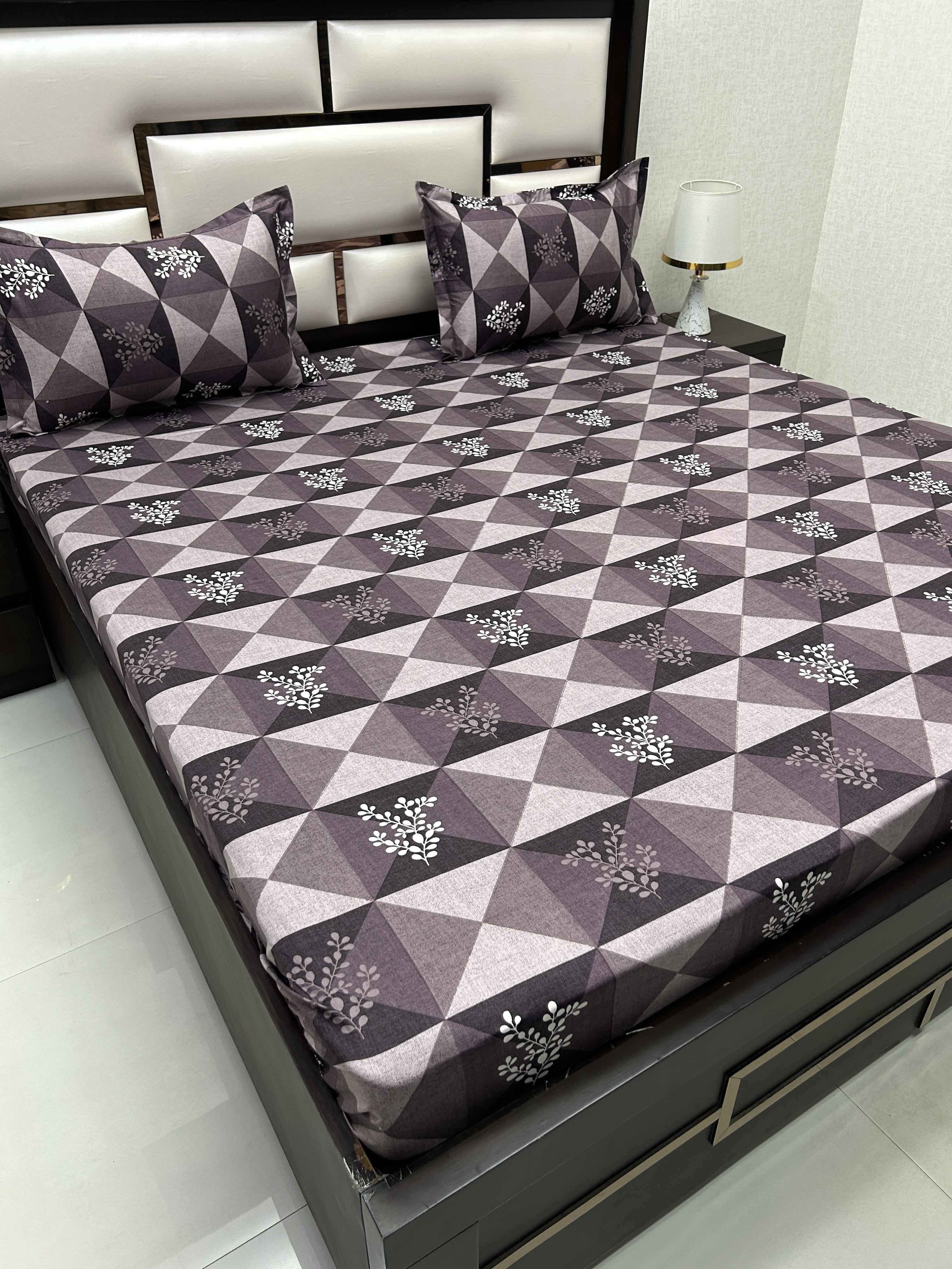 A-4275 - Pure Cotton 180 TC King Size Double Bedsheet (274X274) with Two Pillow Covers (50X76)