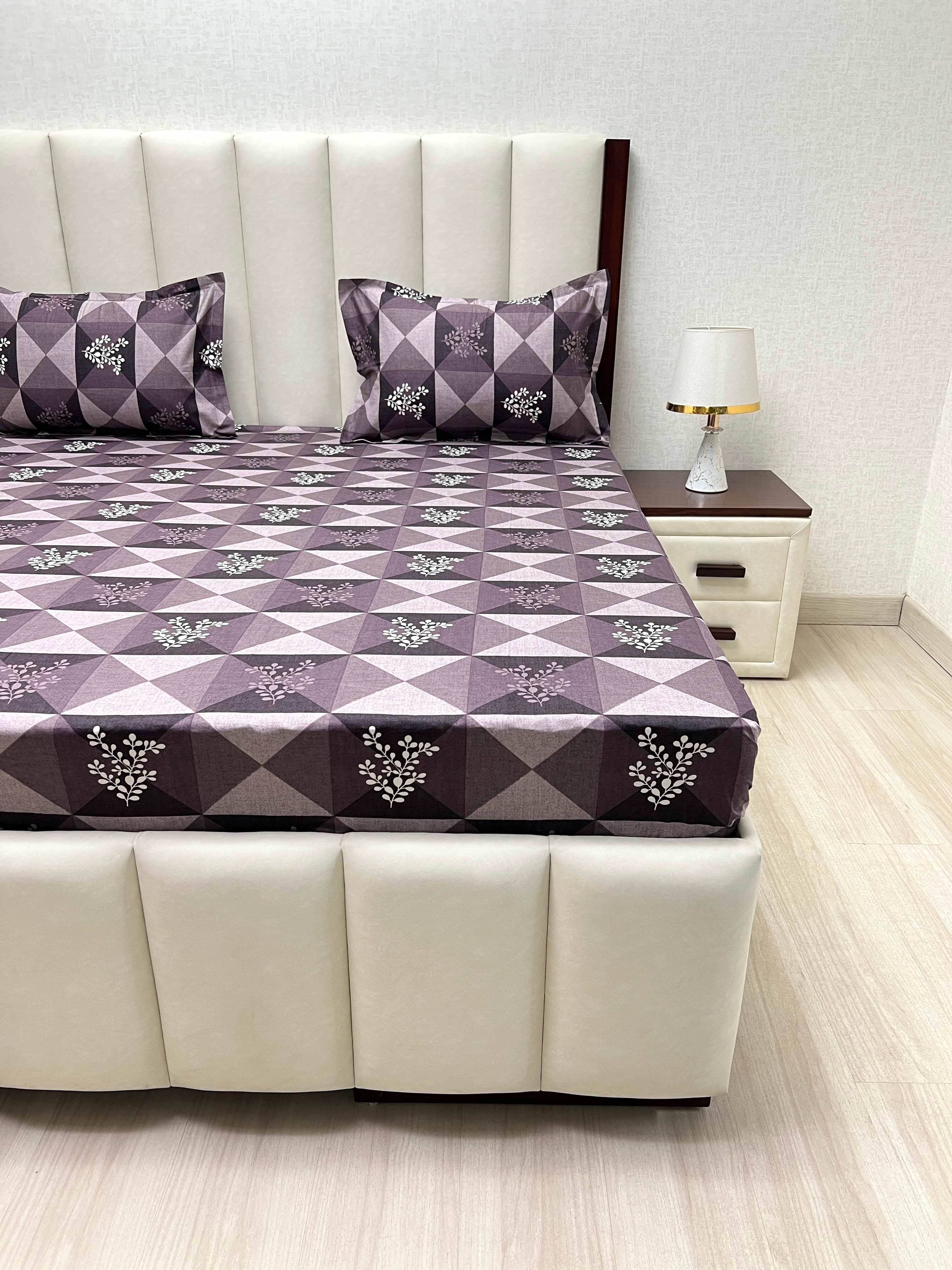A-4275 - Pure Cotton 180 TC King Size Double Bedsheet (274X274) with Two Pillow Covers (50X76)