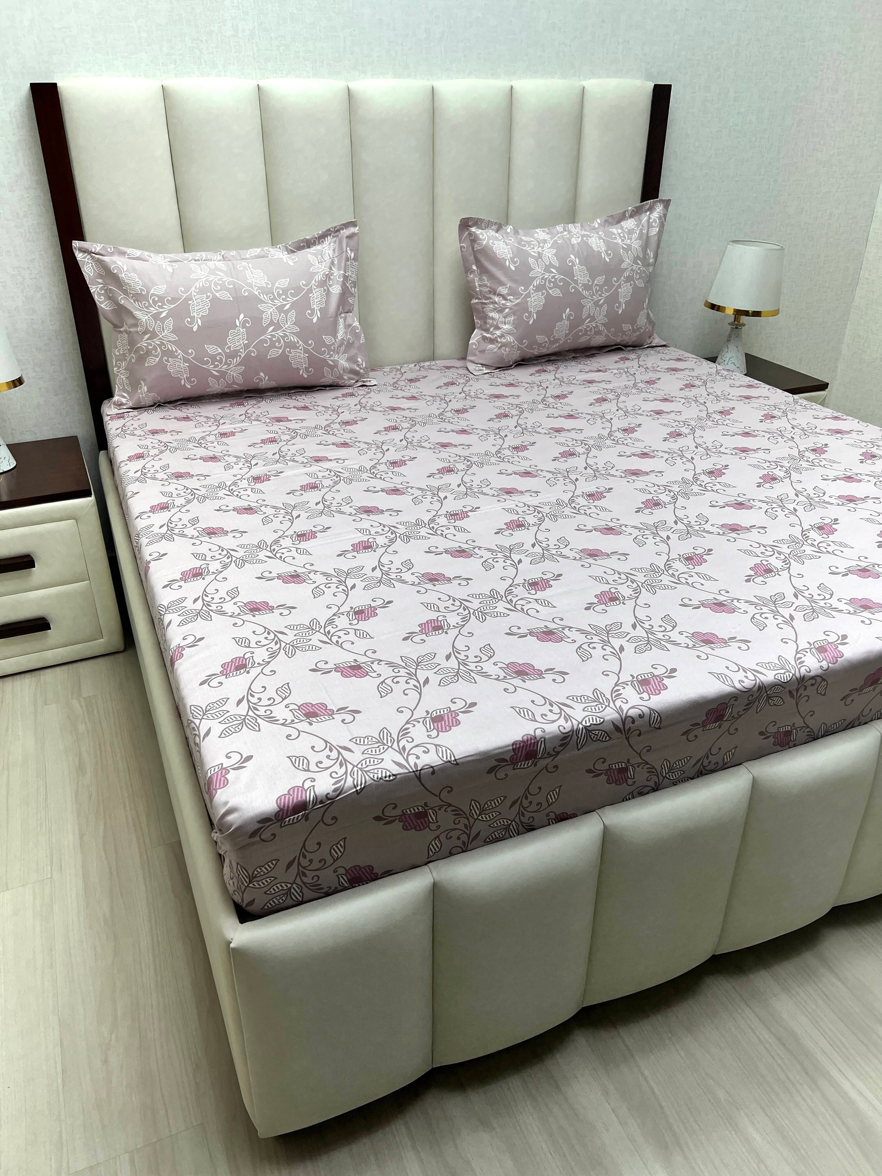 A-4283 - Pure Cotton 210 TC King Size Double Bedsheet (274X274) with Two Pillow Covers (50X76)