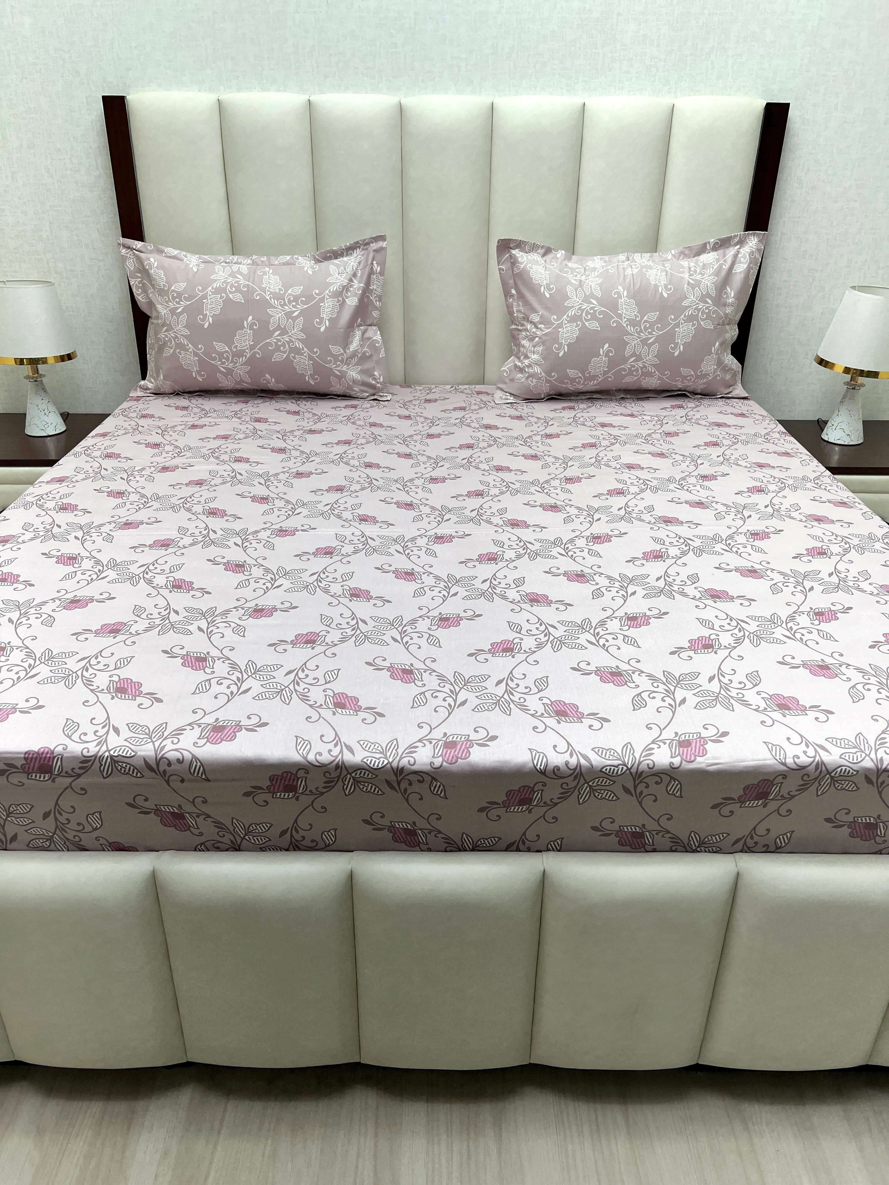 A-4283 - Pure Cotton 210 TC King Size Double Bedsheet (274X274) with Two Pillow Covers (50X76)