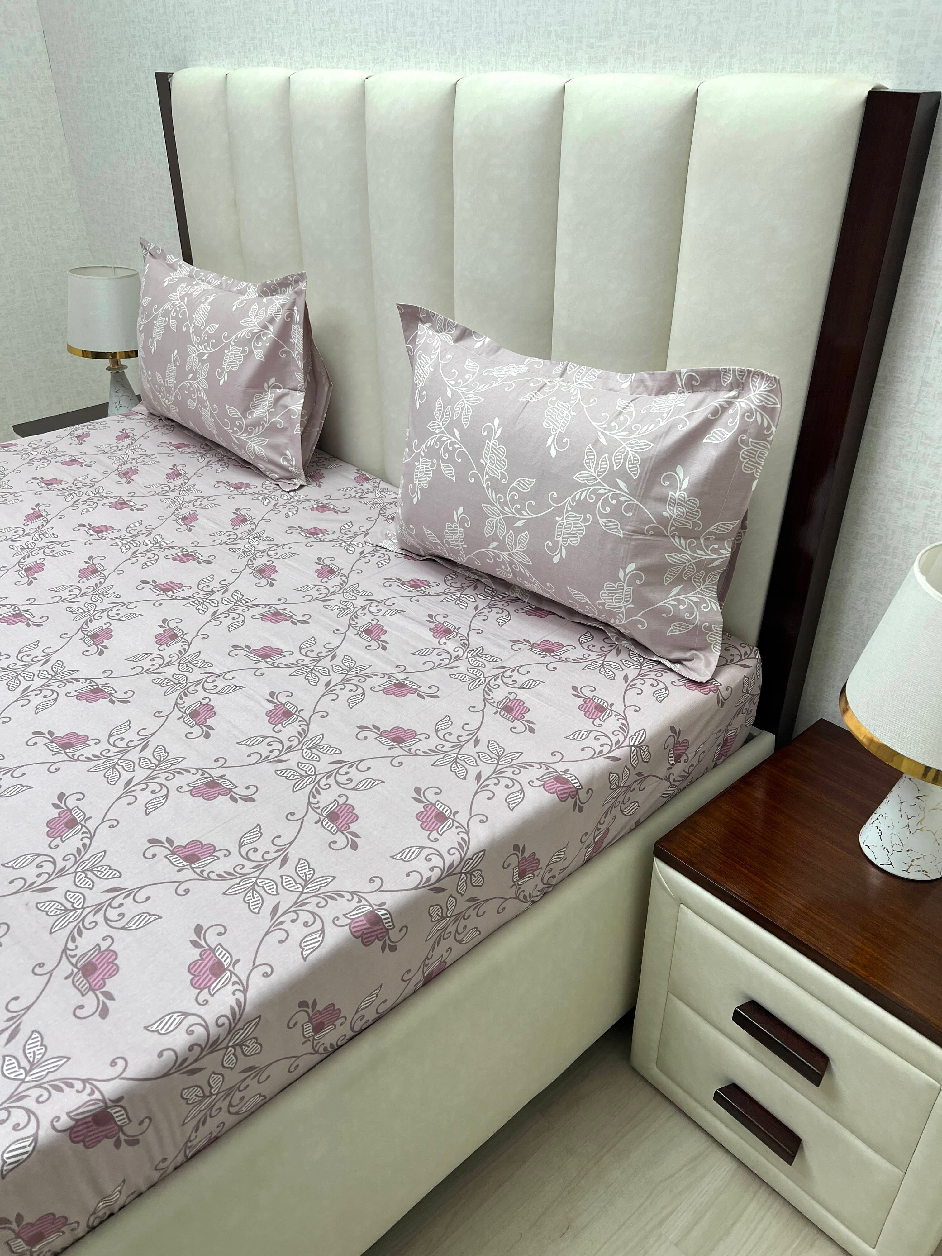 A-4283 - Pure Cotton 210 TC King Size Double Bedsheet (274X274) with Two Pillow Covers (50X76)