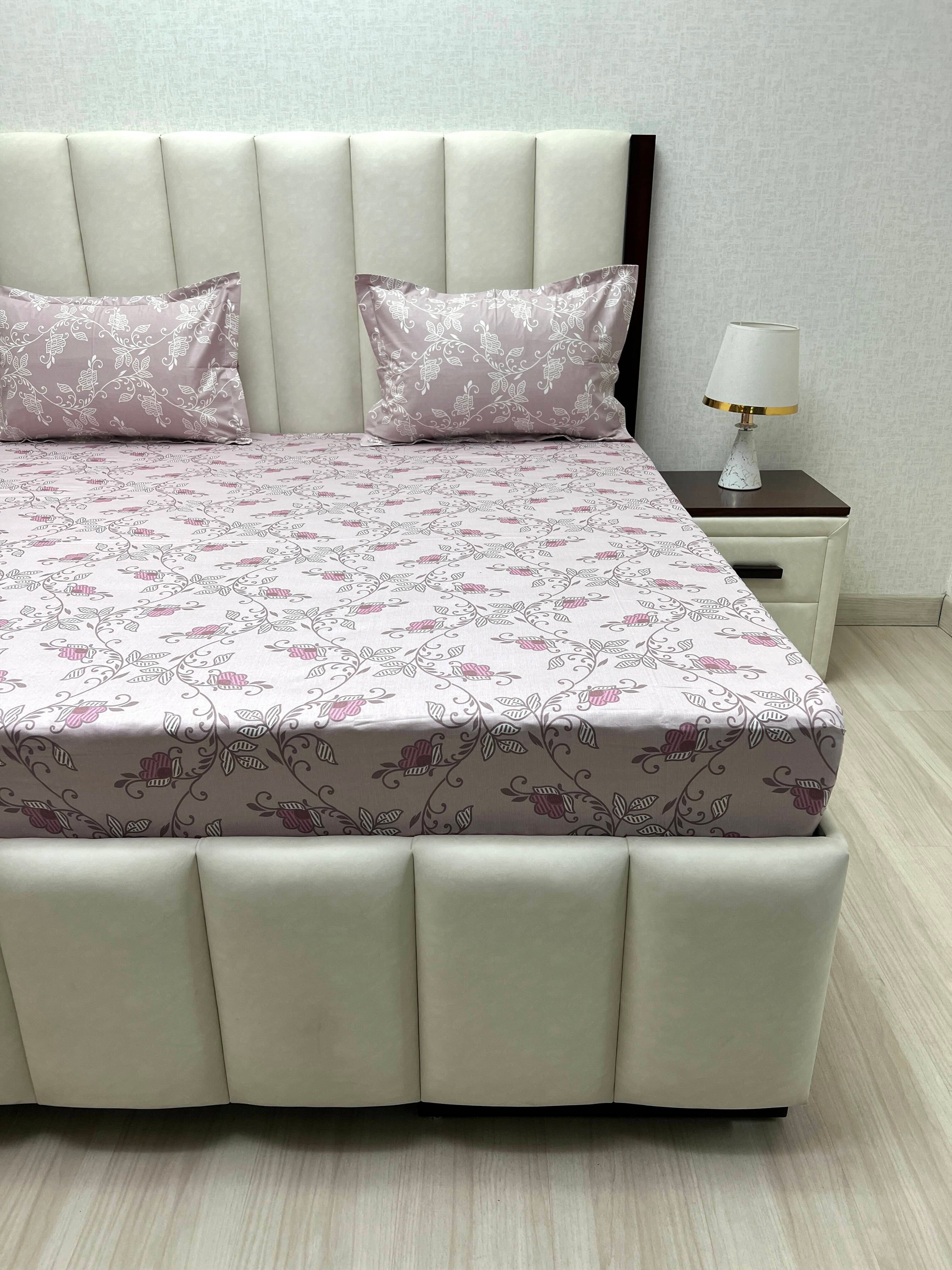 A-4283 - Pure Cotton 210 TC King Size Double Bedsheet (274X274) with Two Pillow Covers (50X76)