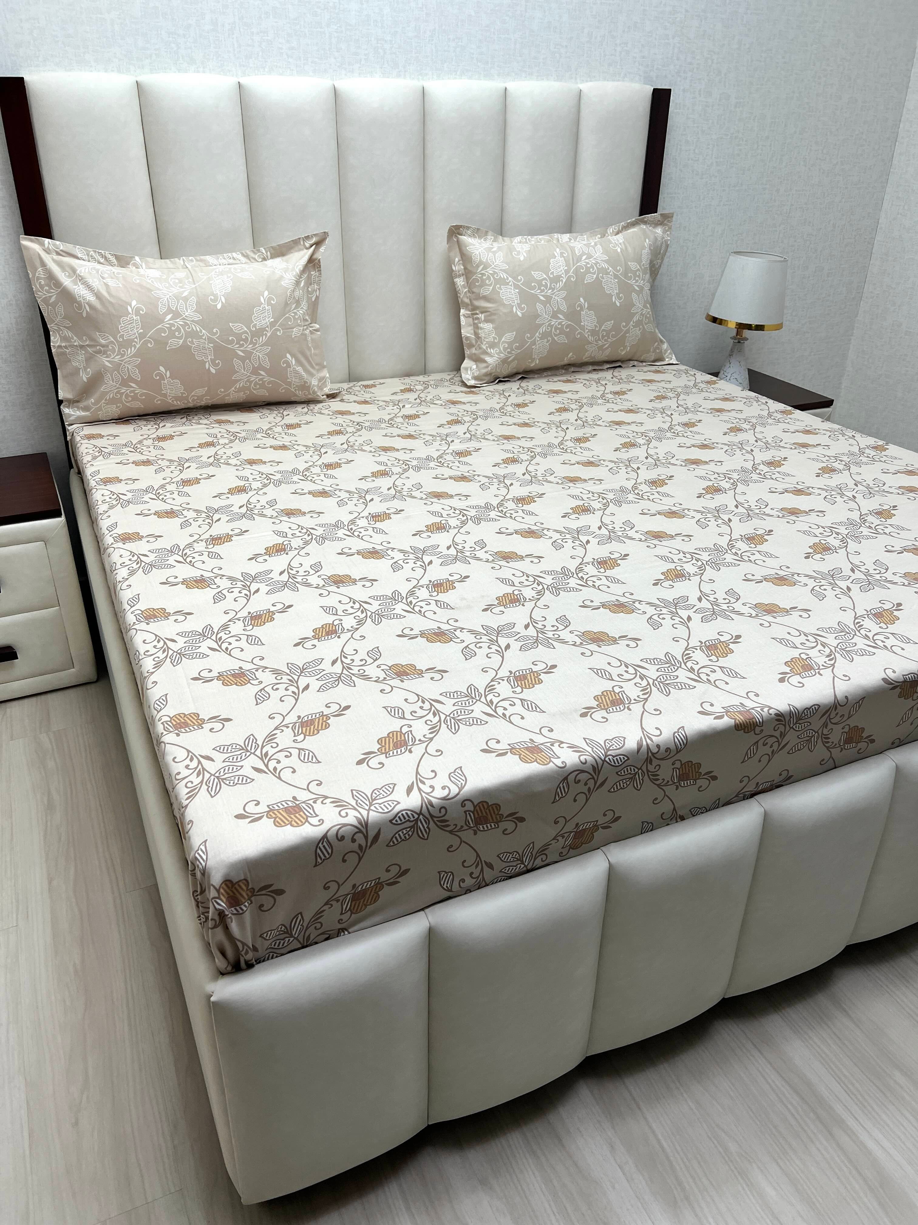 A-4286 - Pure Cotton 210 TC King Size Double Bedsheet (274X274) with Two Pillow Covers (50X76)