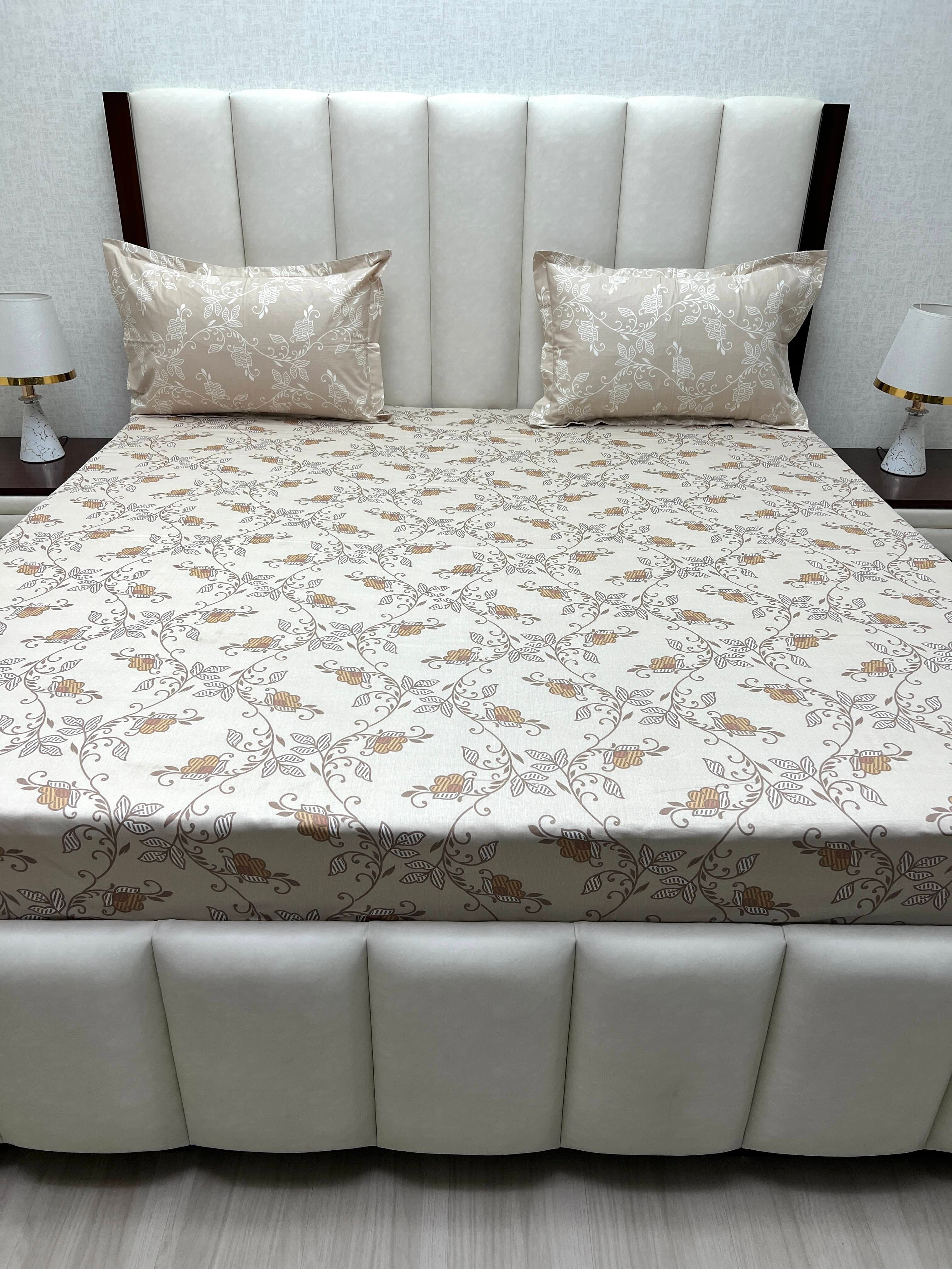 A-4286 - Pure Cotton 210 TC King Size Double Bedsheet (274X274) with Two Pillow Covers (50X76)
