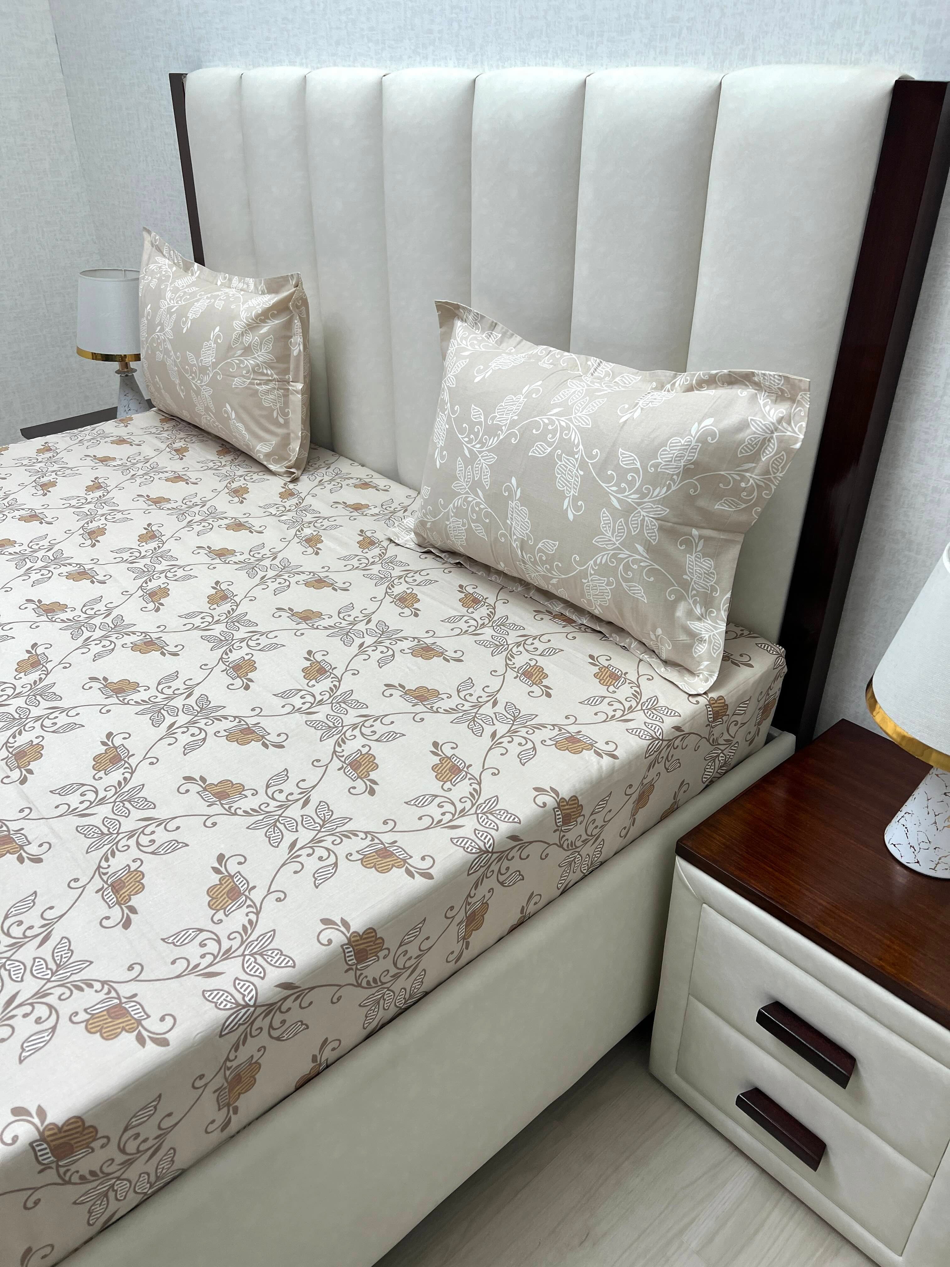 A-4286 - Pure Cotton 210 TC King Size Double Bedsheet (274X274) with Two Pillow Covers (50X76)