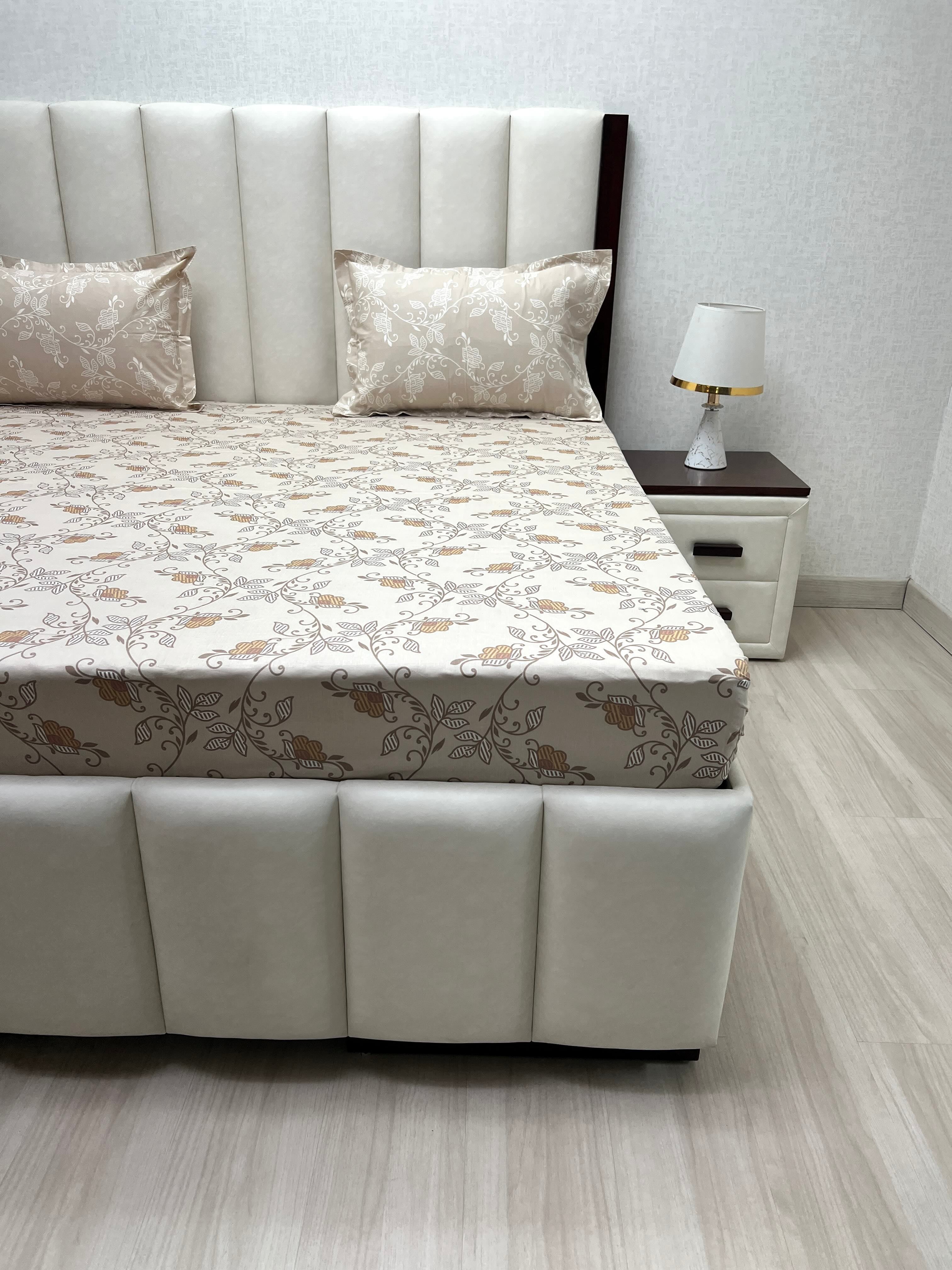 A-4286 - Pure Cotton 210 TC King Size Double Bedsheet (274X274) with Two Pillow Covers (50X76)