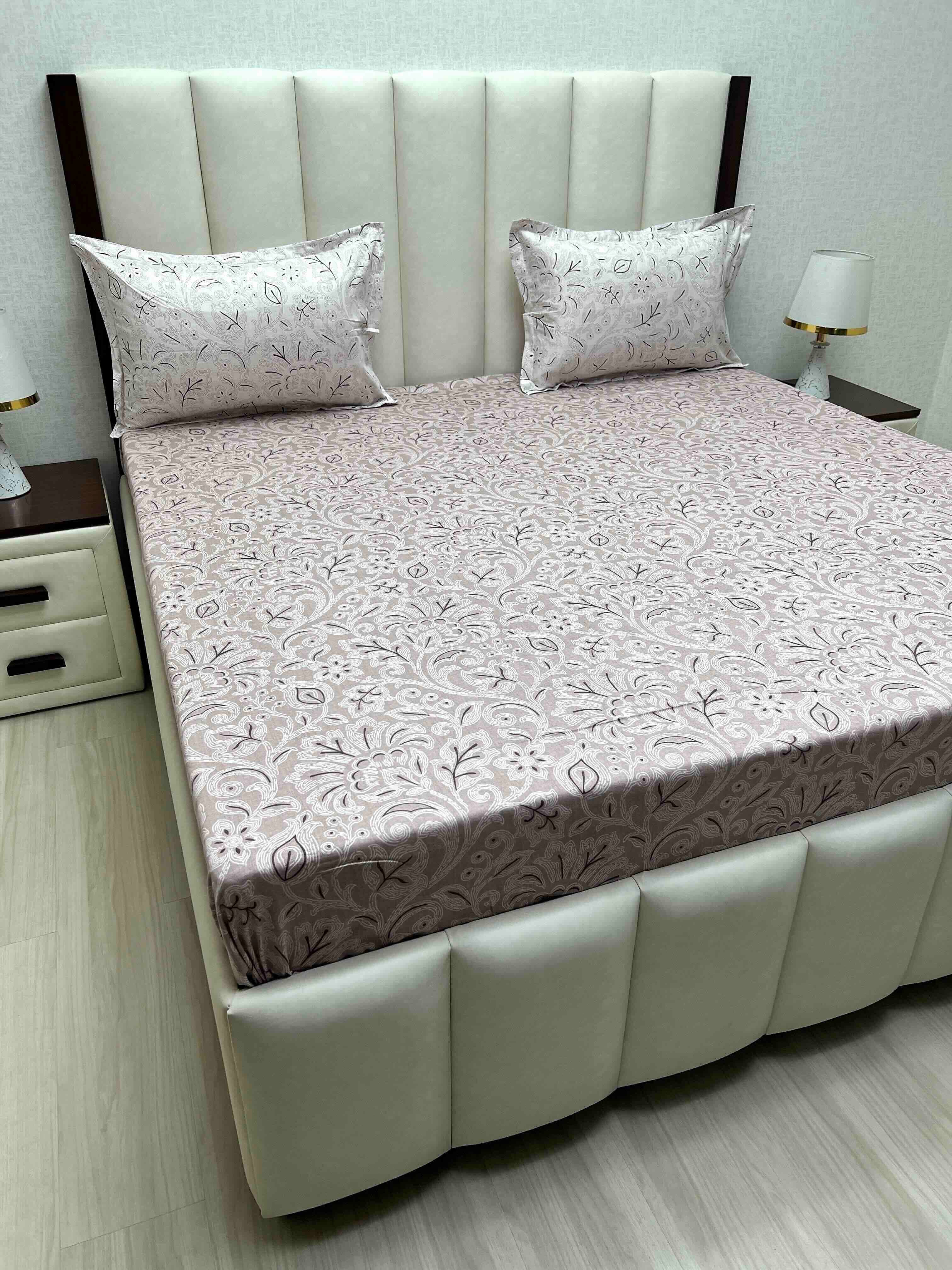 A-4287 - Pure Cotton 210 TC King Size Double Bedsheet (274X274) with Two Pillow Covers (50X76)