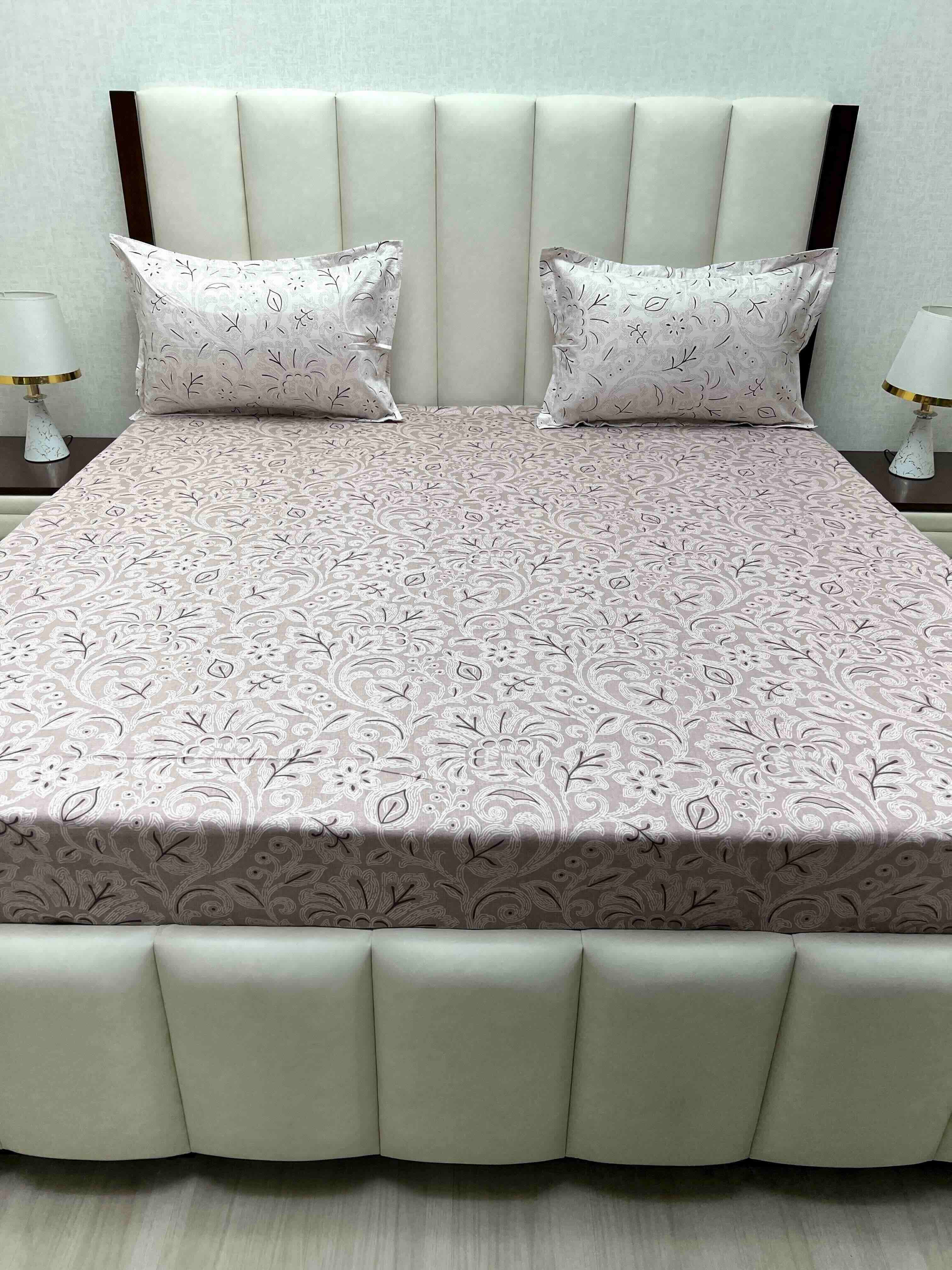 A-4287 - Pure Cotton 210 TC King Size Double Bedsheet (274X274) with Two Pillow Covers (50X76)