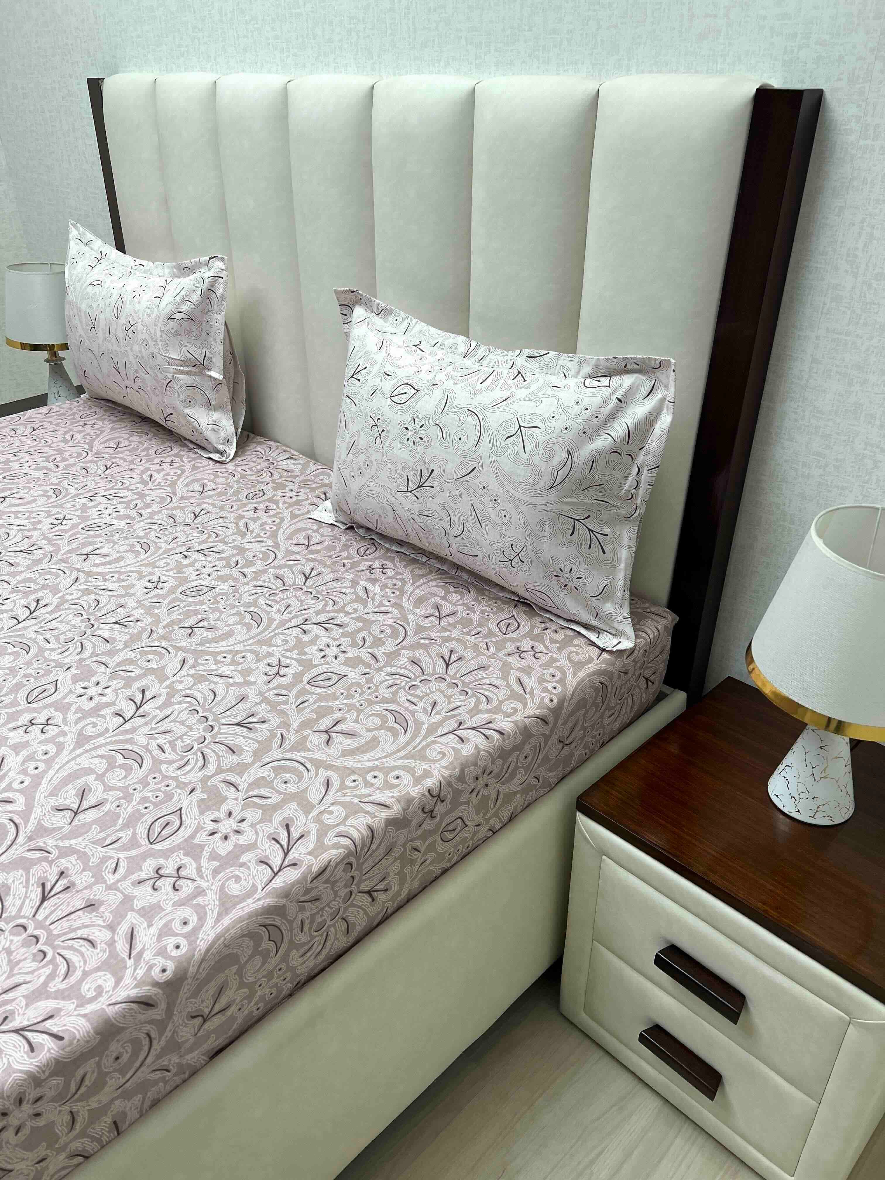 A-4287 - Pure Cotton 210 TC King Size Double Bedsheet (274X274) with Two Pillow Covers (50X76)