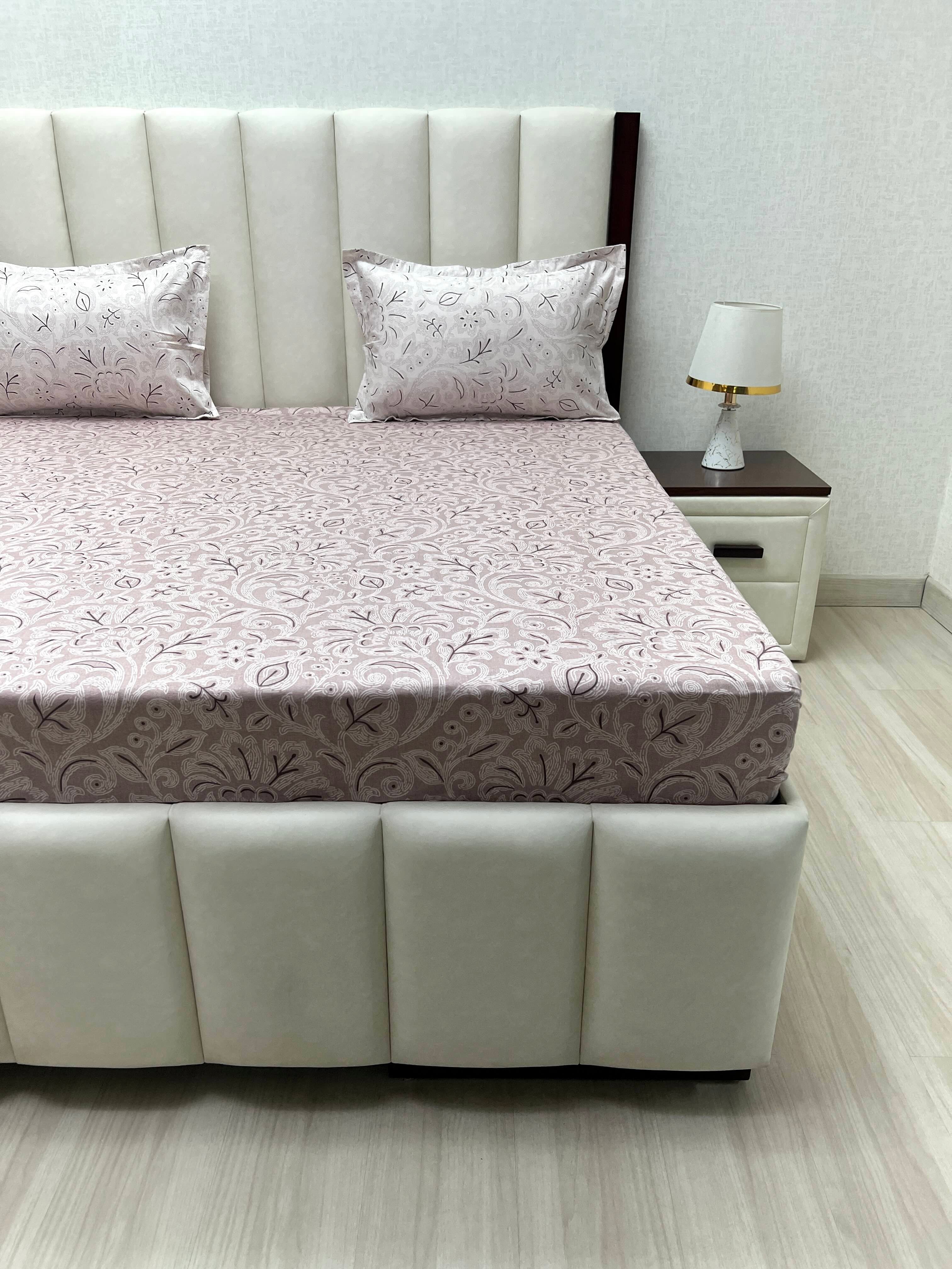A-4287 - Pure Cotton 210 TC King Size Double Bedsheet (274X274) with Two Pillow Covers (50X76)