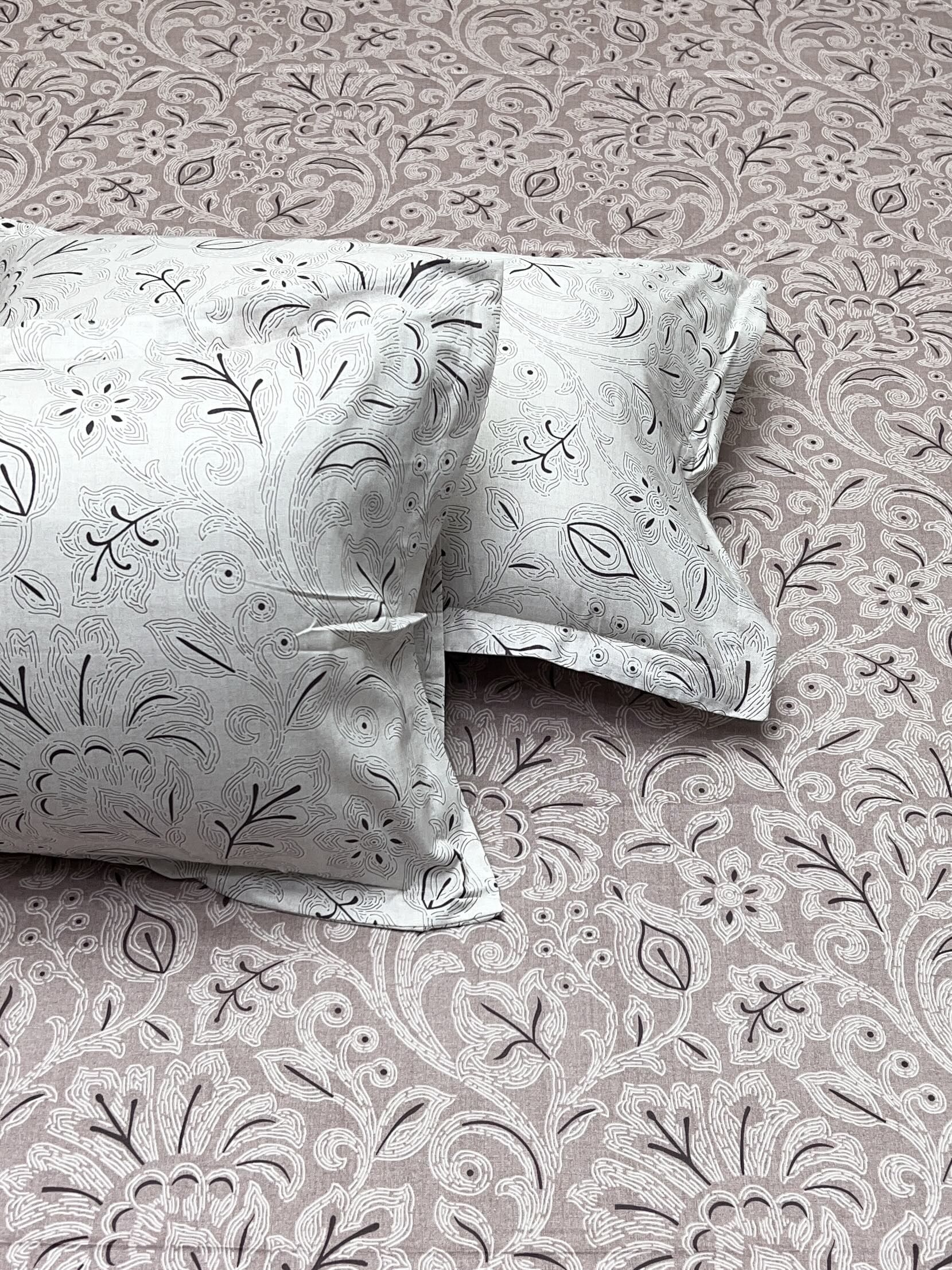 A-4287 - Pure Cotton 210 TC King Size Double Bedsheet (274X274) with Two Pillow Covers (50X76)