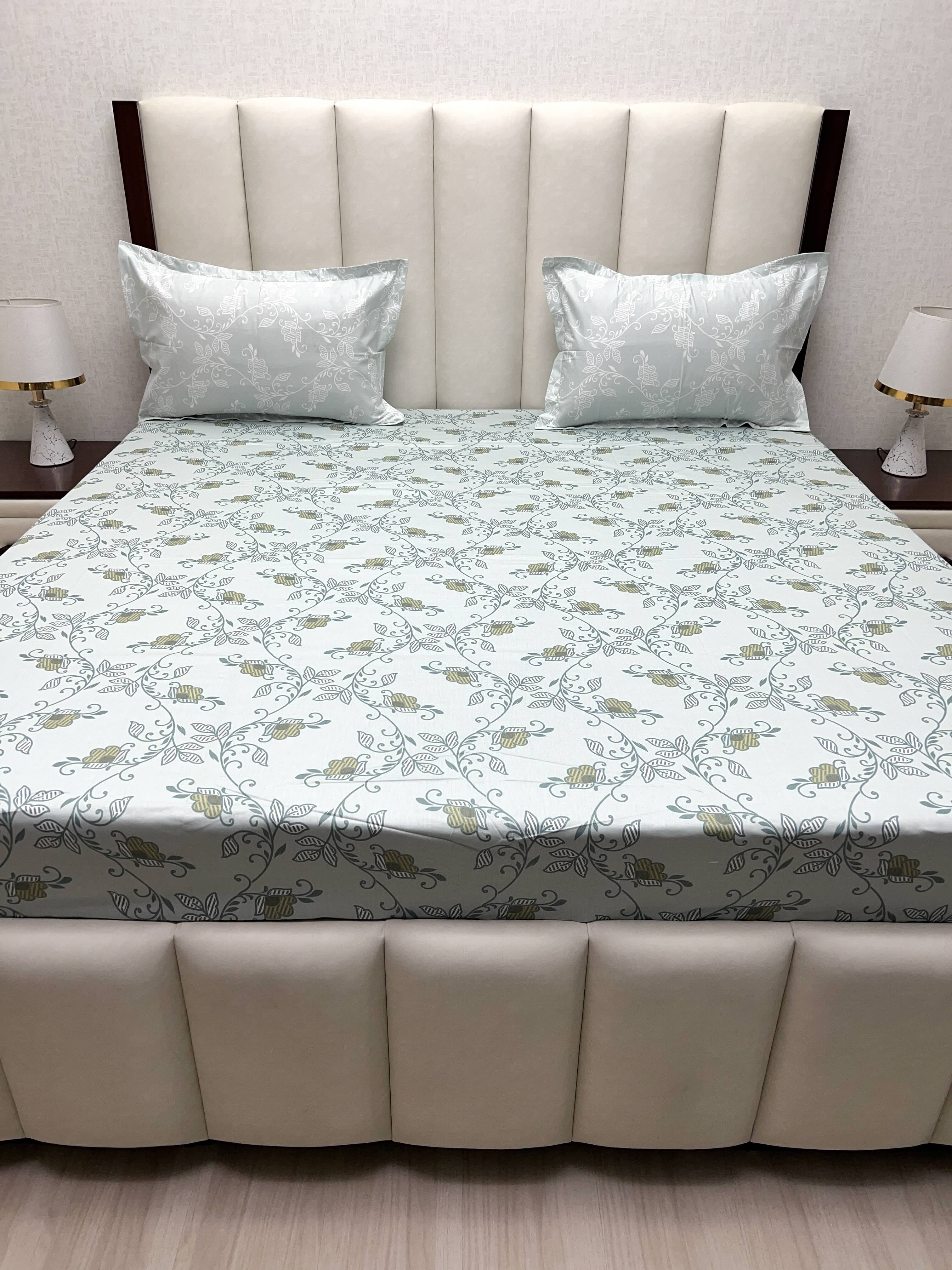 A-4288 - Pure Cotton 210 TC King Size Double Bedsheet (274X274) with Two Pillow Covers (50X76)