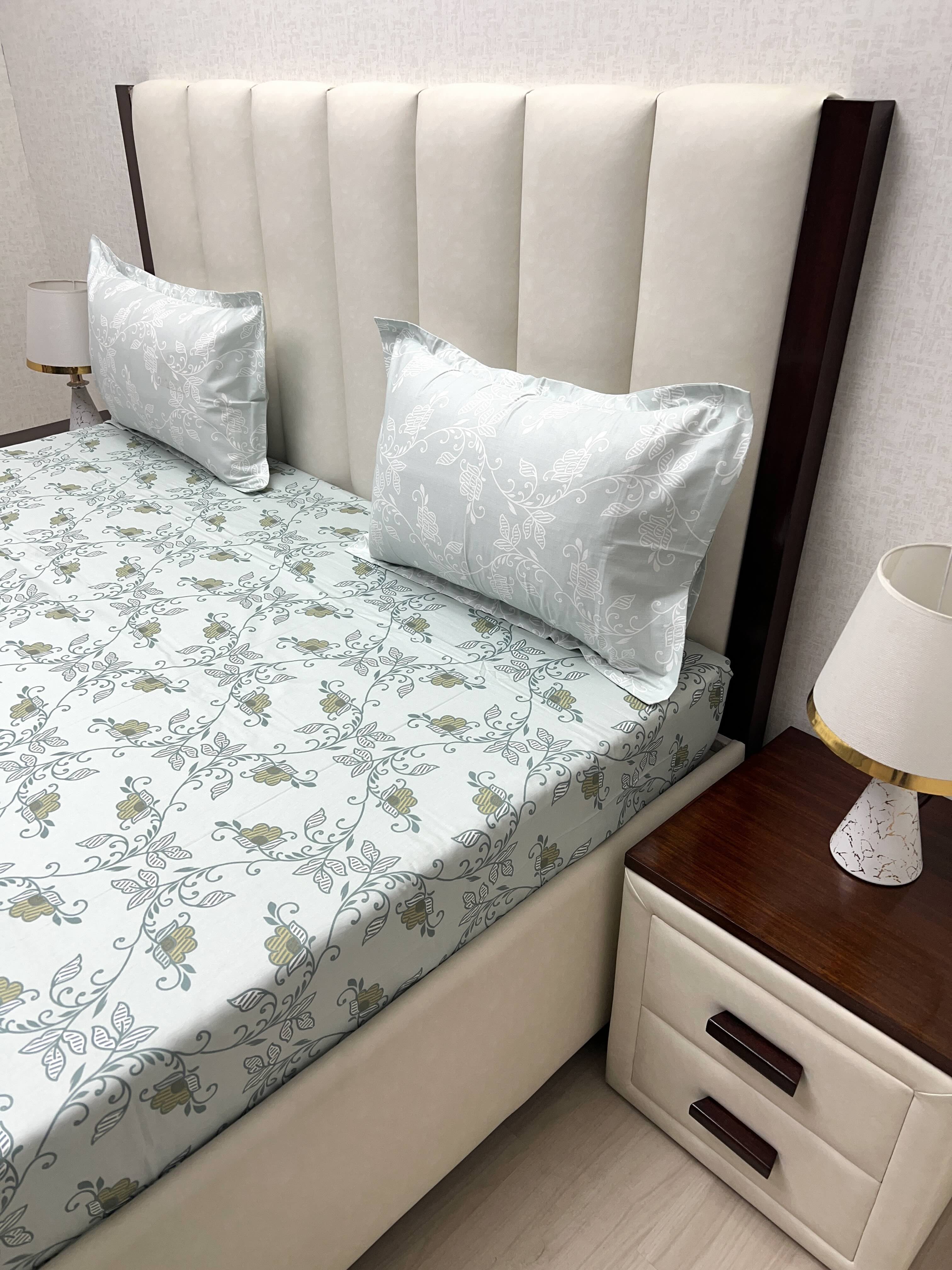 A-4288 - Pure Cotton 210 TC King Size Double Bedsheet (274X274) with Two Pillow Covers (50X76)