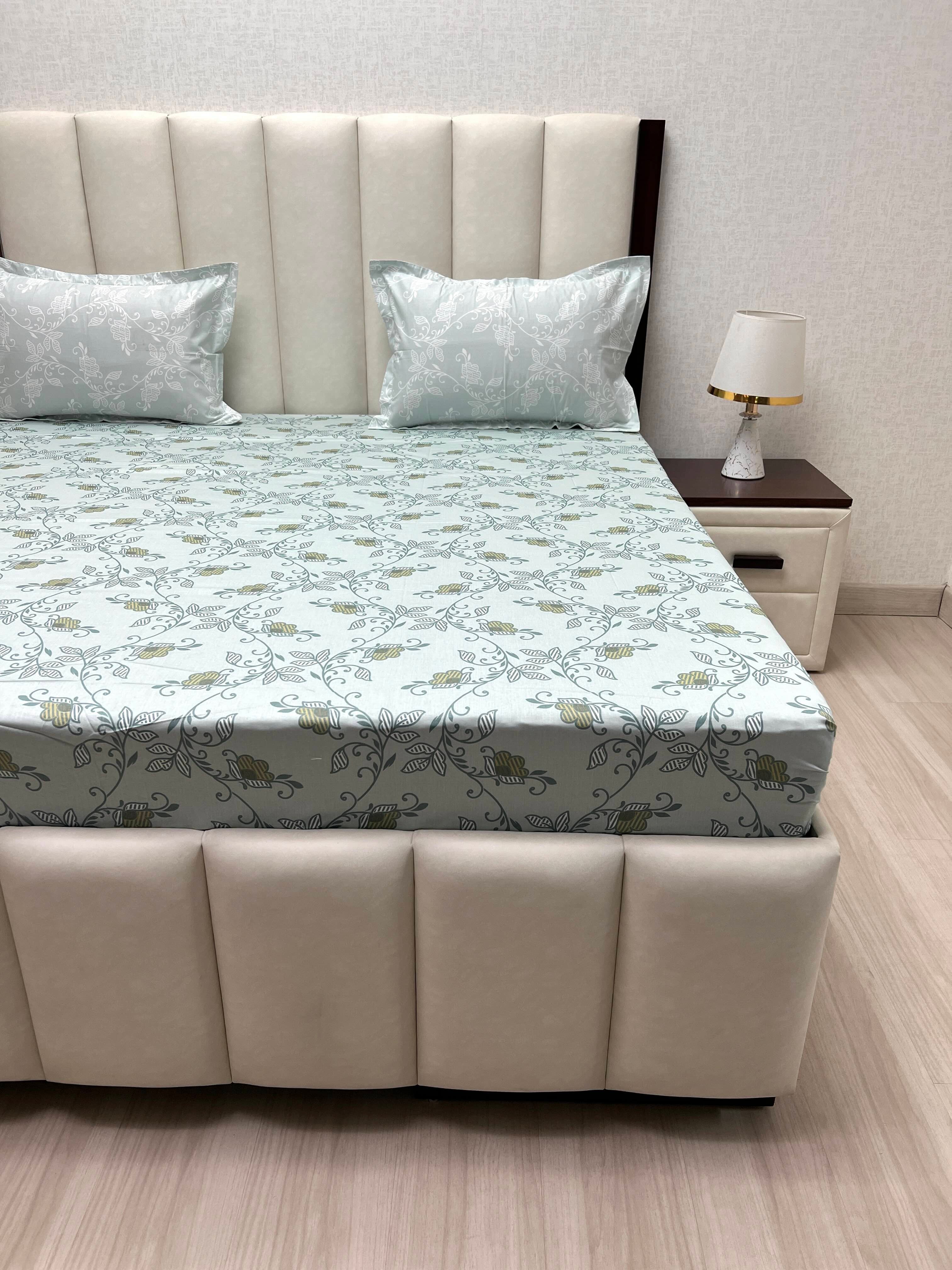 A-4288 - Pure Cotton 210 TC King Size Double Bedsheet (274X274) with Two Pillow Covers (50X76)