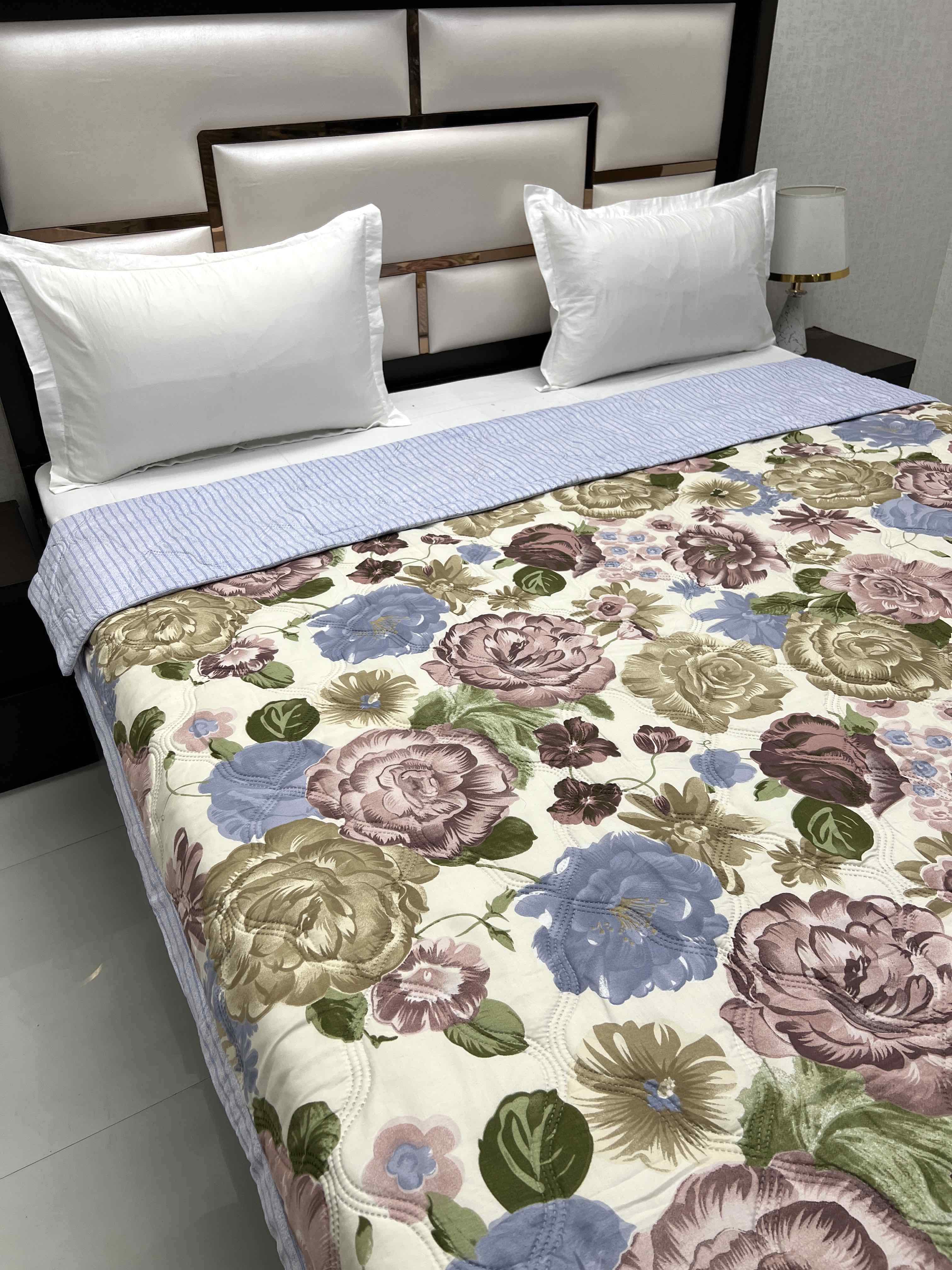 A-4321 - Polycotton 130 GSM Ultrasonic King Size Reversible Double Bed Comforter (223X236) with Laser Stitching