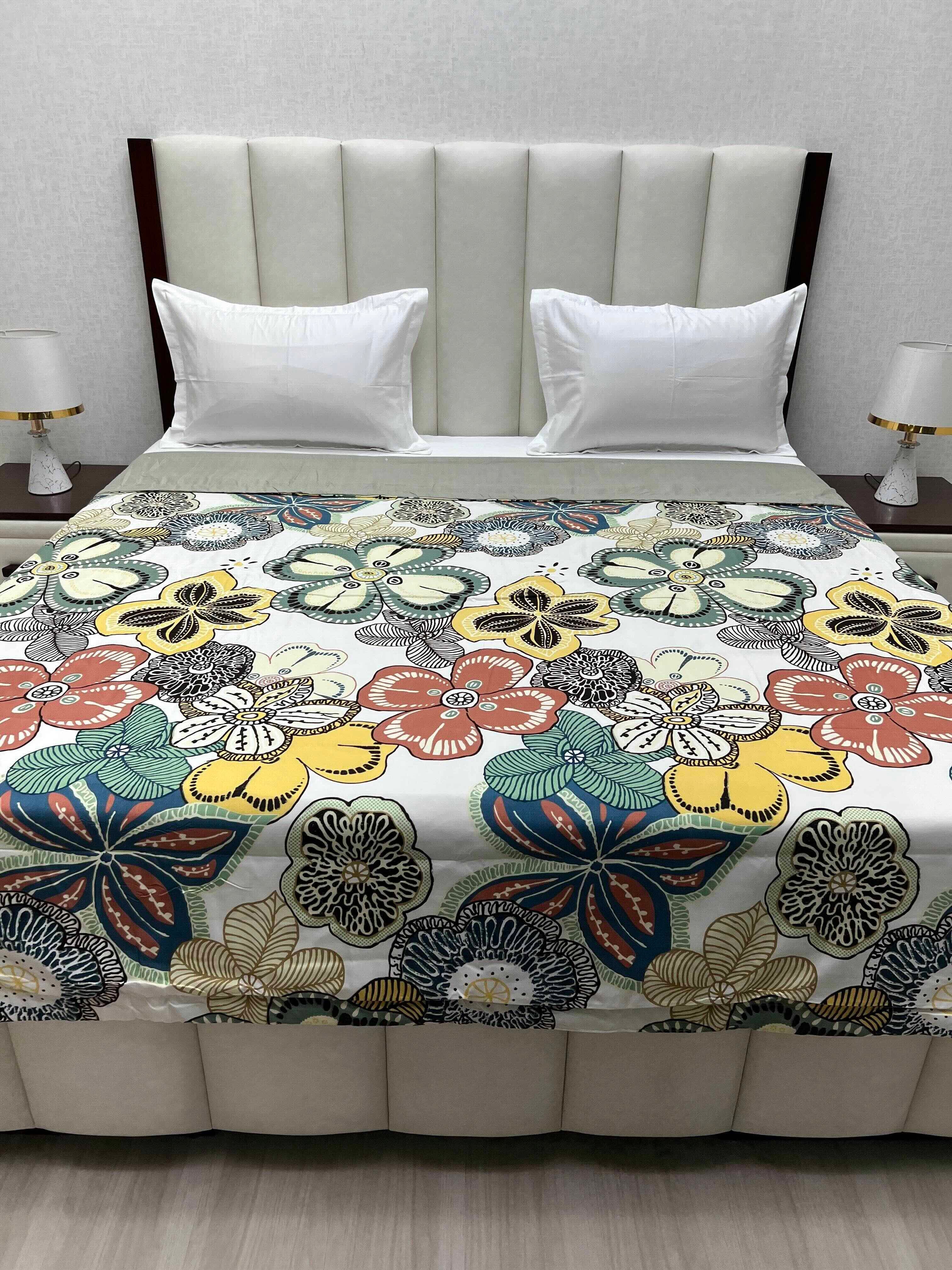 A-4322 - Microfiber 150 GSM King Size Reversible Double Bed Comforter with Thin Foam Sheet Inside (221X246)