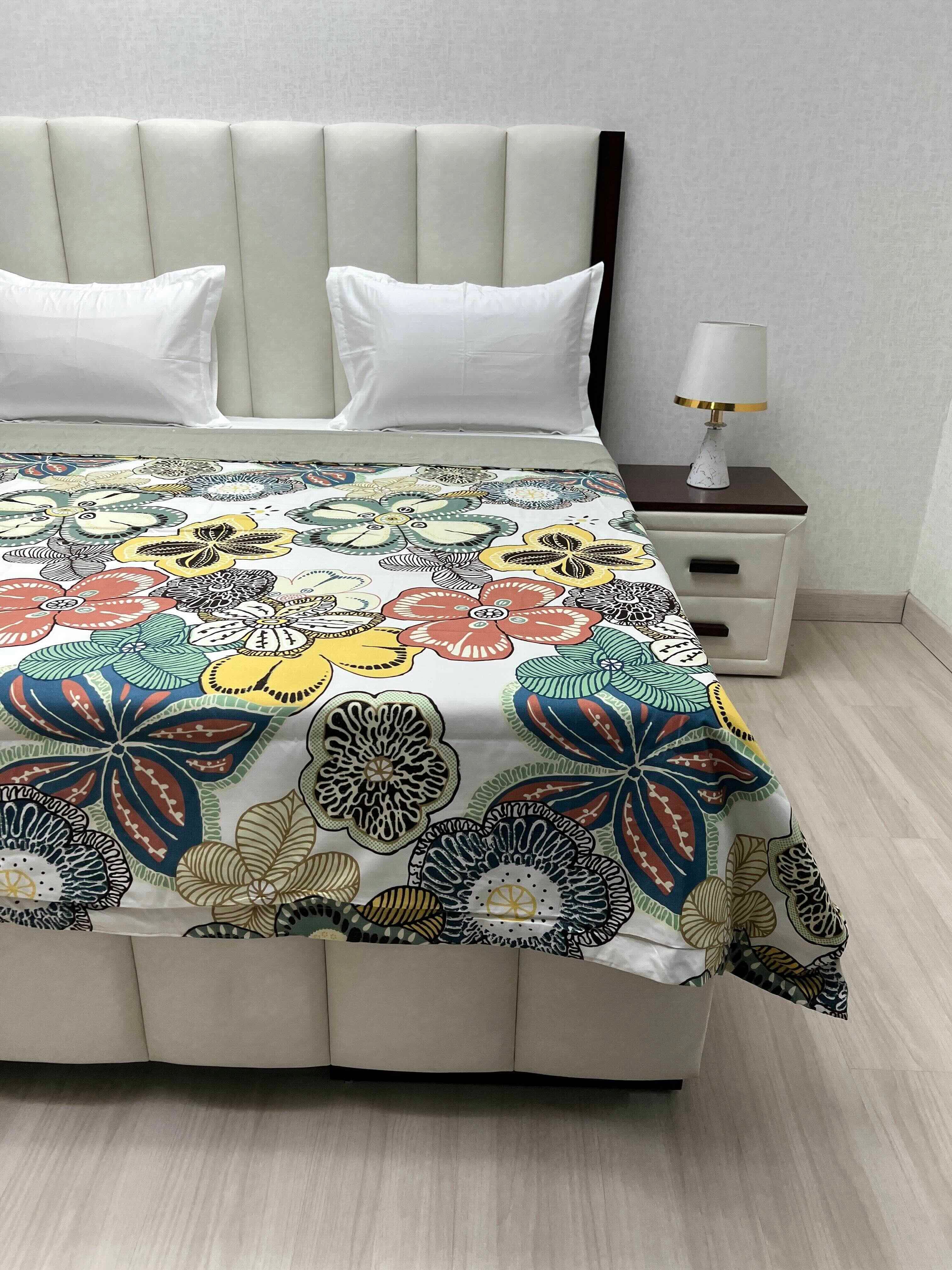 A-4322 - Microfiber 150 GSM King Size Reversible Double Bed Comforter with Thin Foam Sheet Inside (221X246)