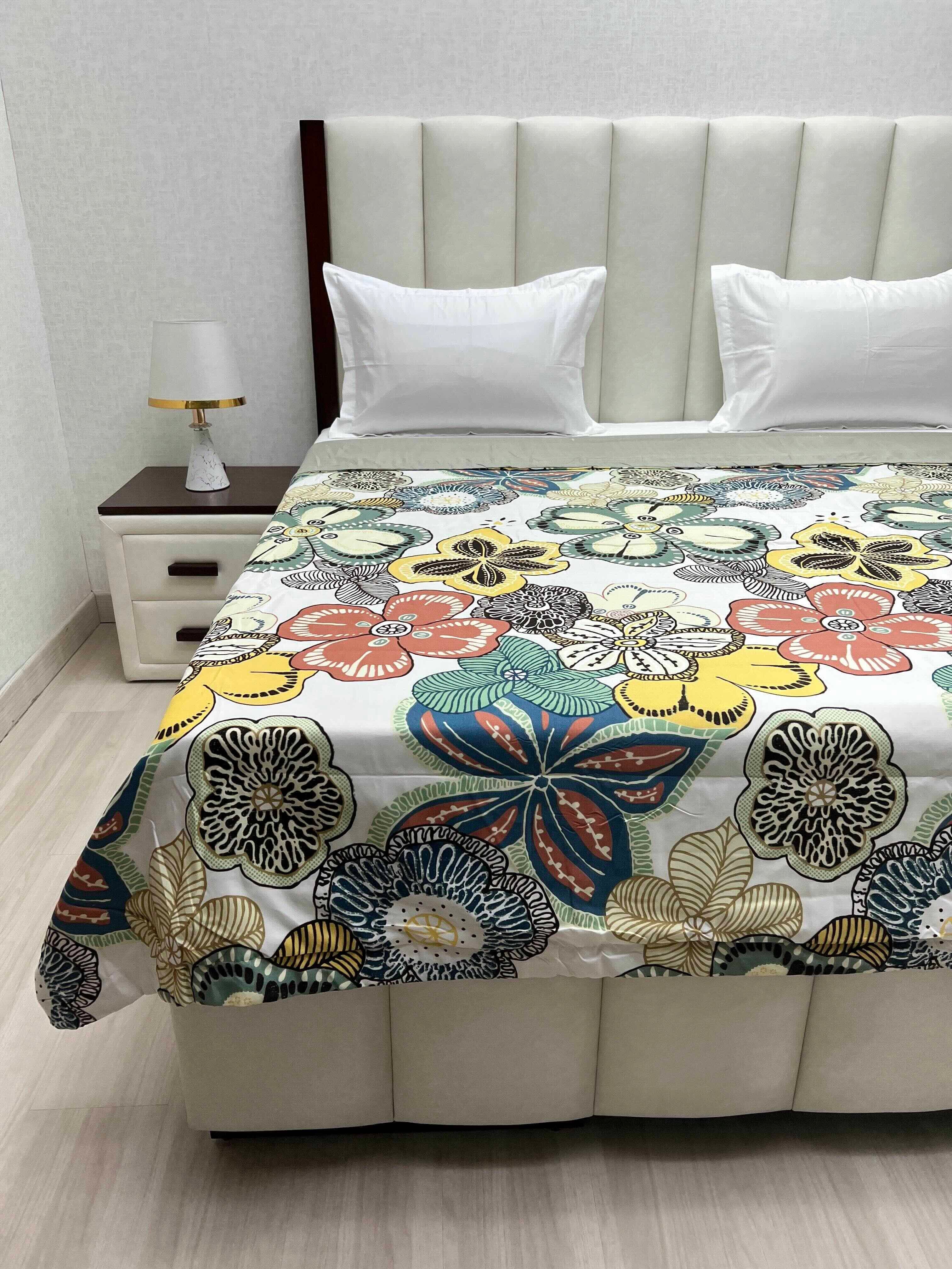 A-4322 - Microfiber 150 GSM King Size Reversible Double Bed Comforter with Thin Foam Sheet Inside (221X246)