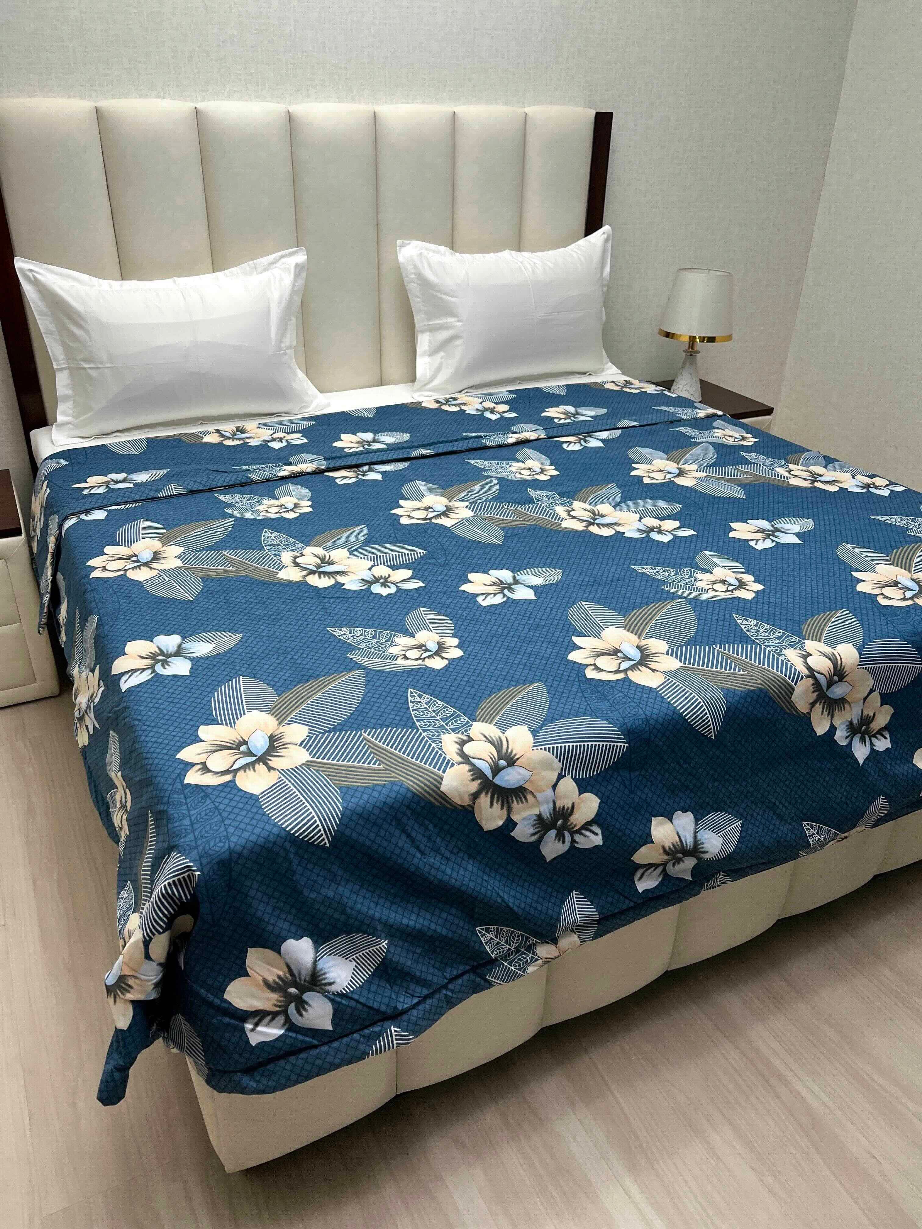 A-4323 - Microfiber 150 GSM King Size Reversible Double Bed Comforter with Filling of Polyfill (221X246)