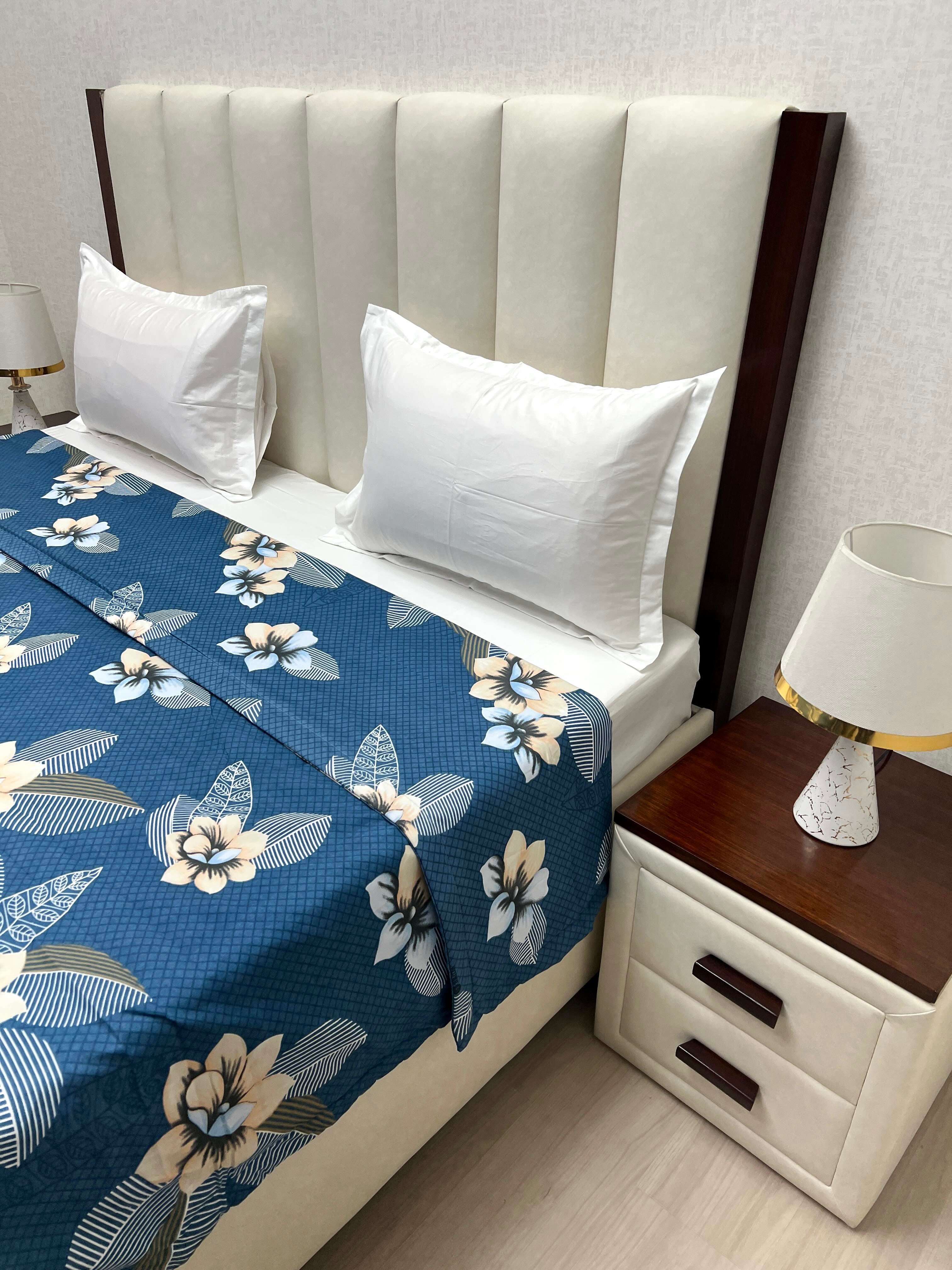 A-4323 - Microfiber 150 GSM King Size Reversible Double Bed Comforter with Filling of Polyfill (221X246)