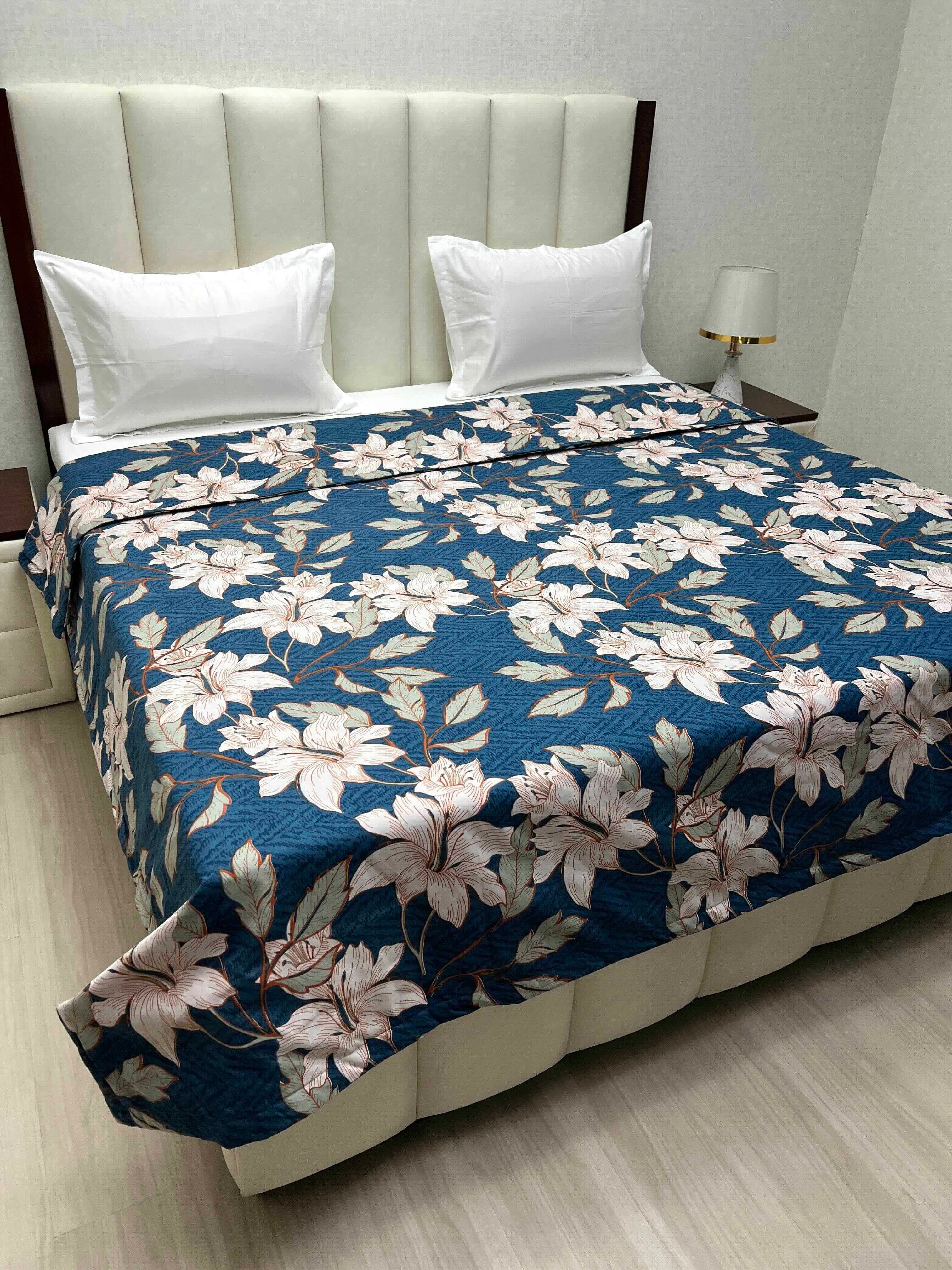 A-4324 - Microfiber 150 GSM King Size Reversible Double Bed Comforter with Filling of Polyfill (221X246)