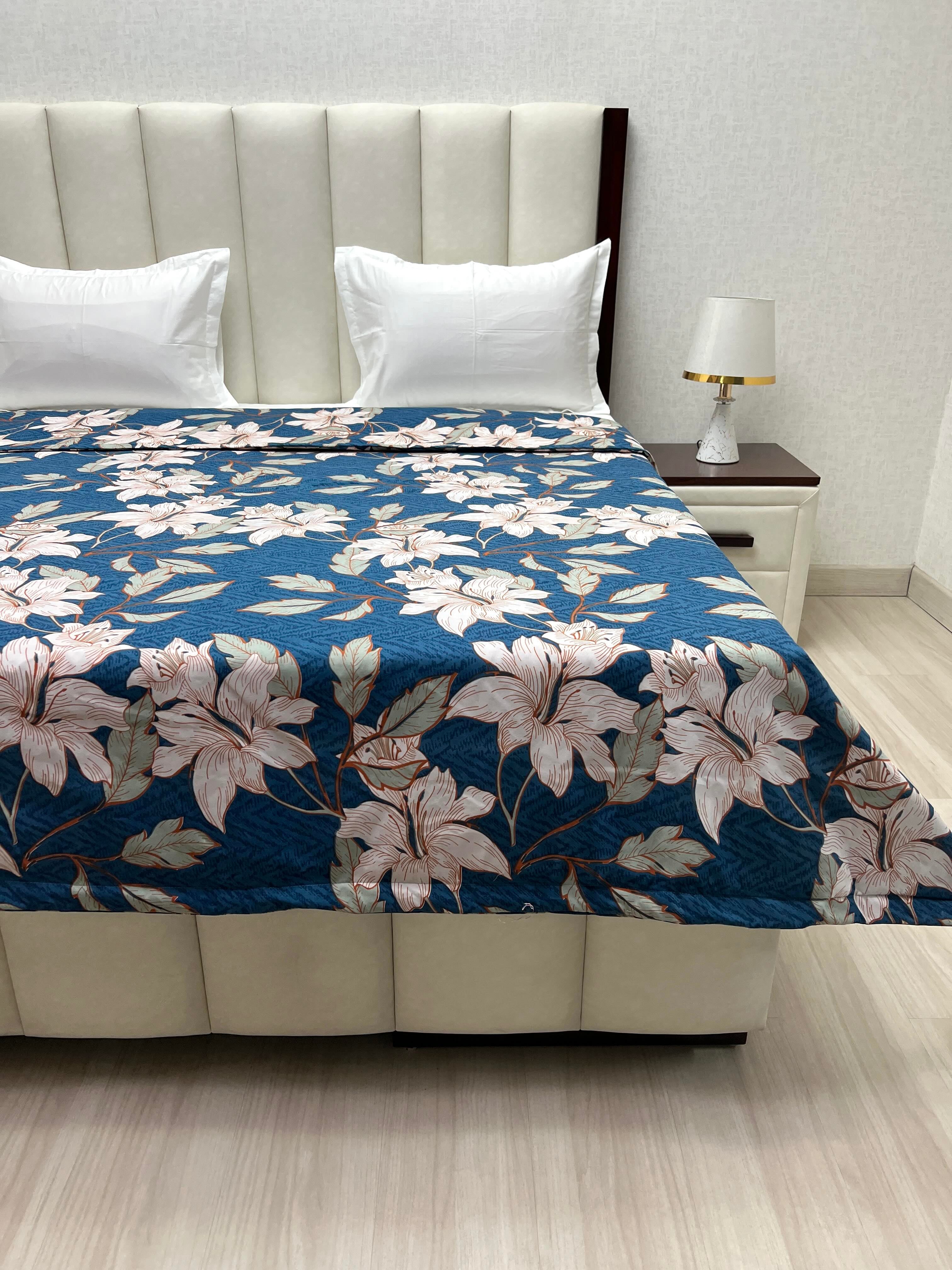 A-4324 - Microfiber 150 GSM King Size Reversible Double Bed Comforter with Filling of Polyfill (221X246)