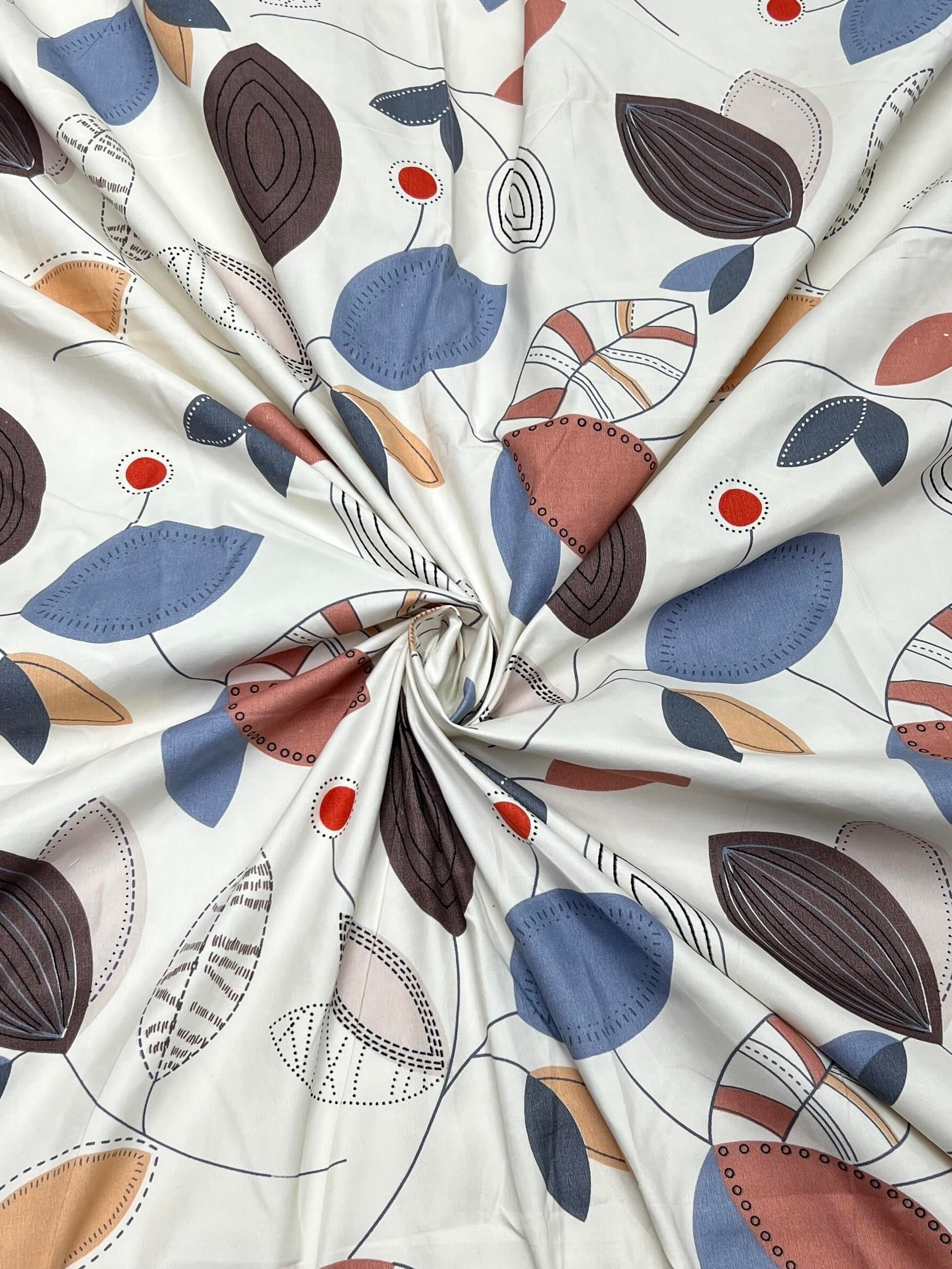 A-4325 - Poly Cotton 130 GSM King Size Double Bedsheet (274X274) with Two Pillow Covers (50X76)