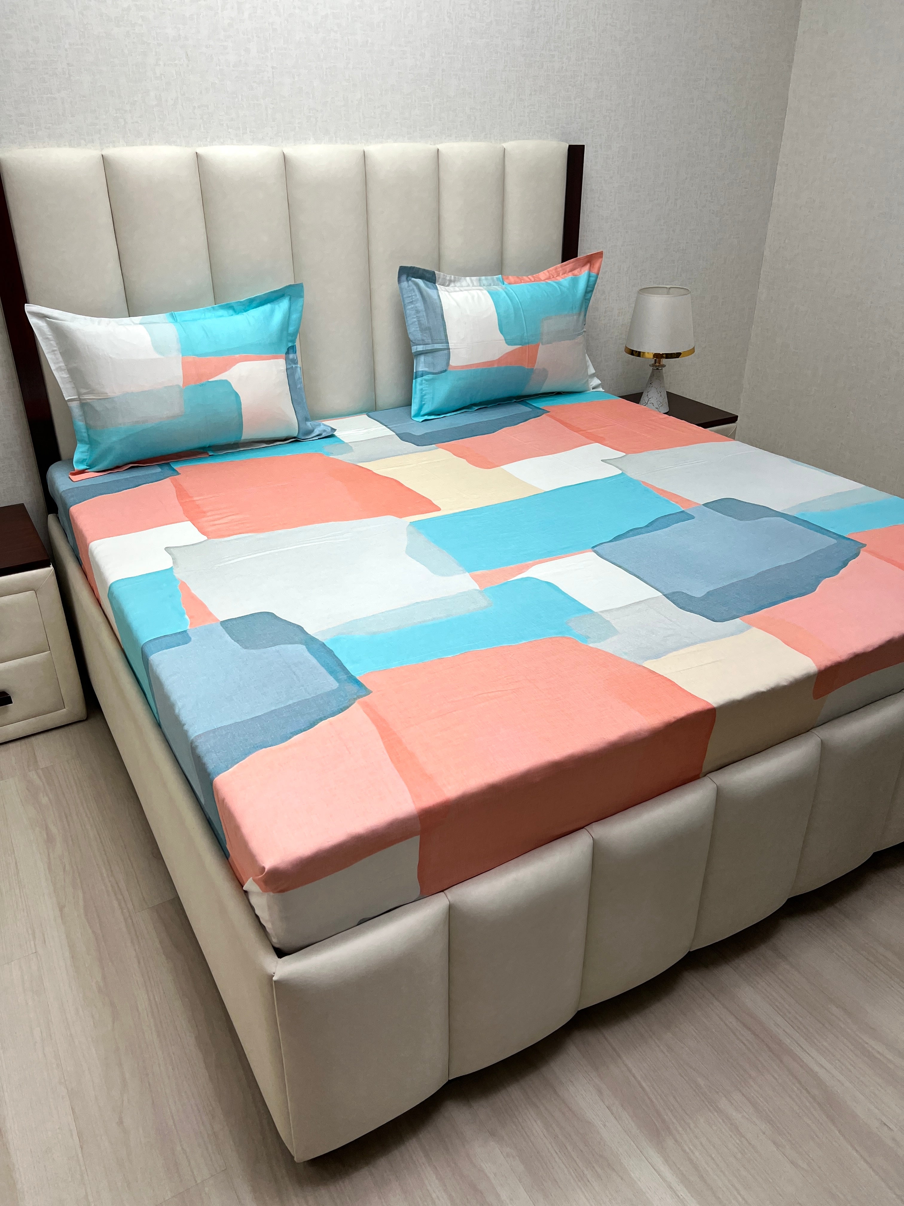 A-4327 - Pure Cotton 300 TC King Size Digital Print Double Bedsheet (274X274) with Two Pillow Covers (50X76)