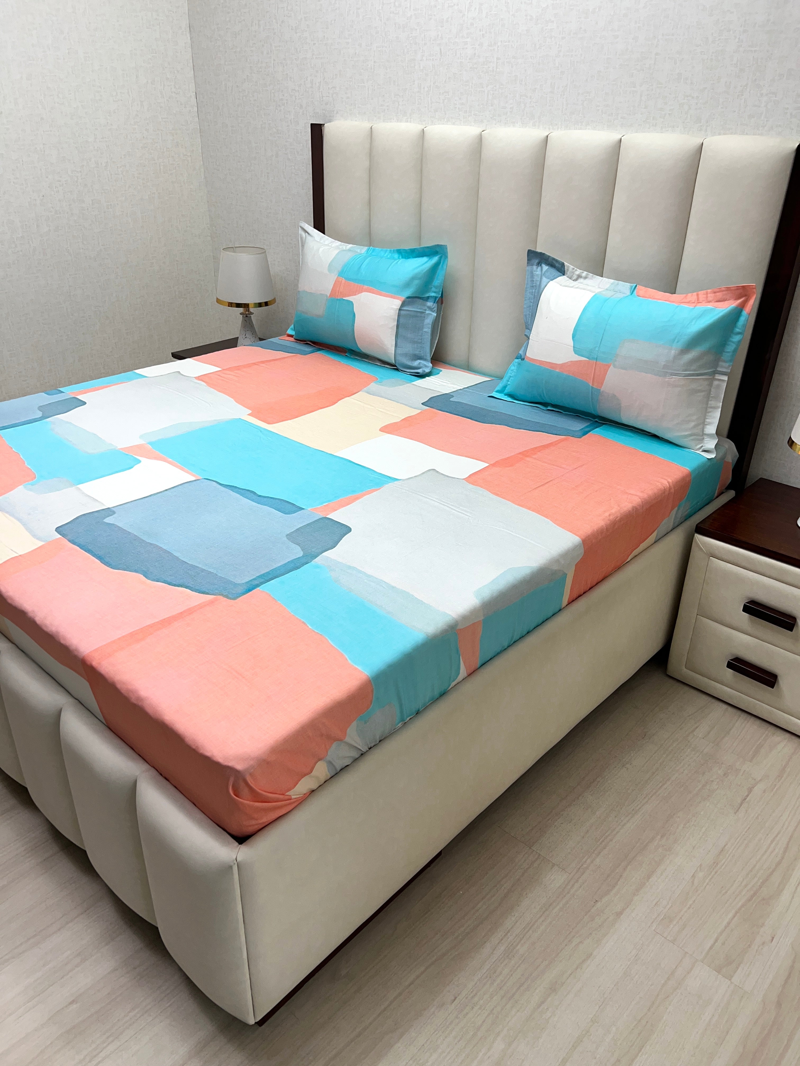 A-4327 - Pure Cotton 300 TC King Size Digital Print Double Bedsheet (274X274) with Two Pillow Covers (50X76)