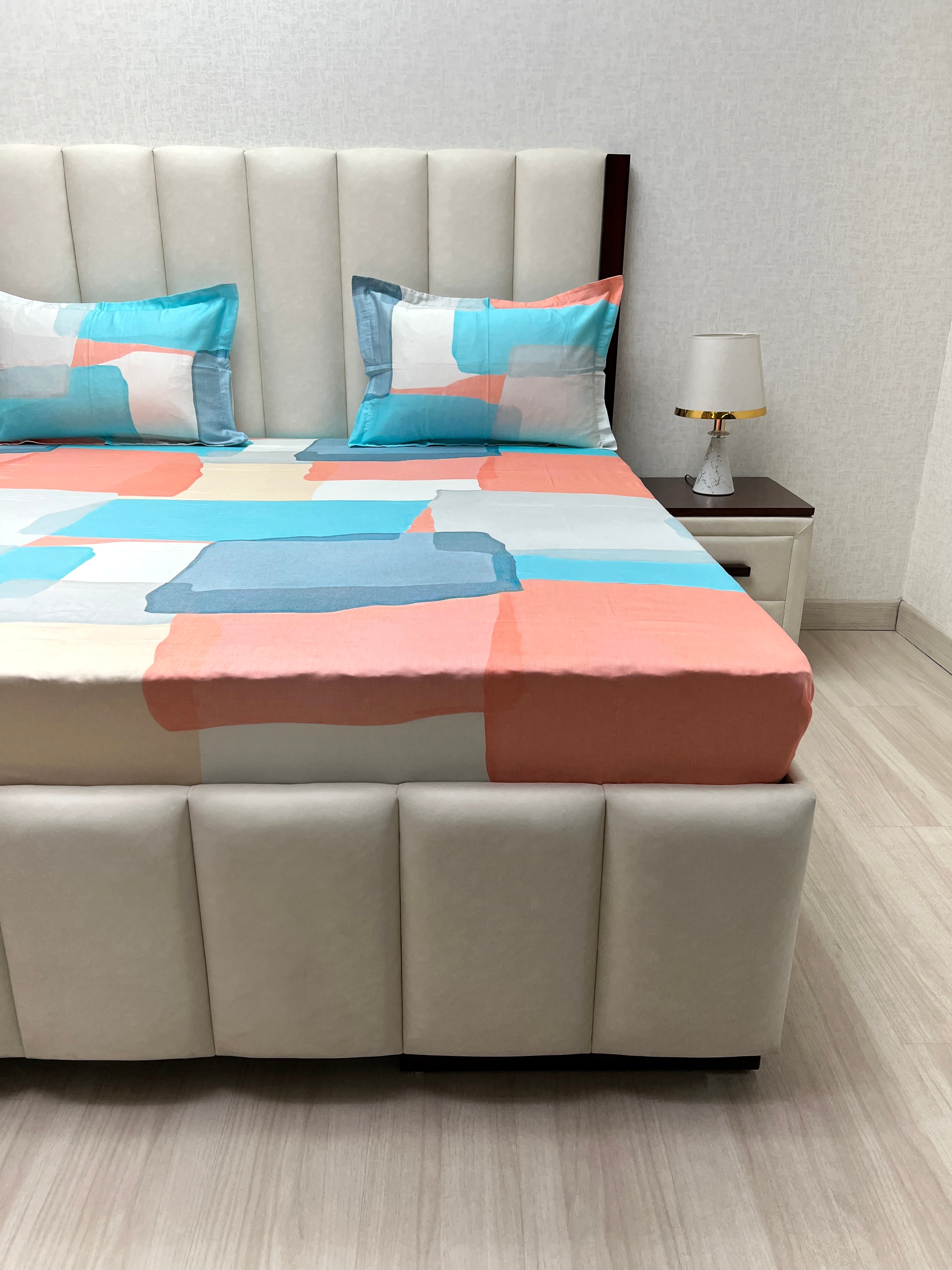A-4327 - Pure Cotton 300 TC King Size Digital Print Double Bedsheet (274X274) with Two Pillow Covers (50X76)