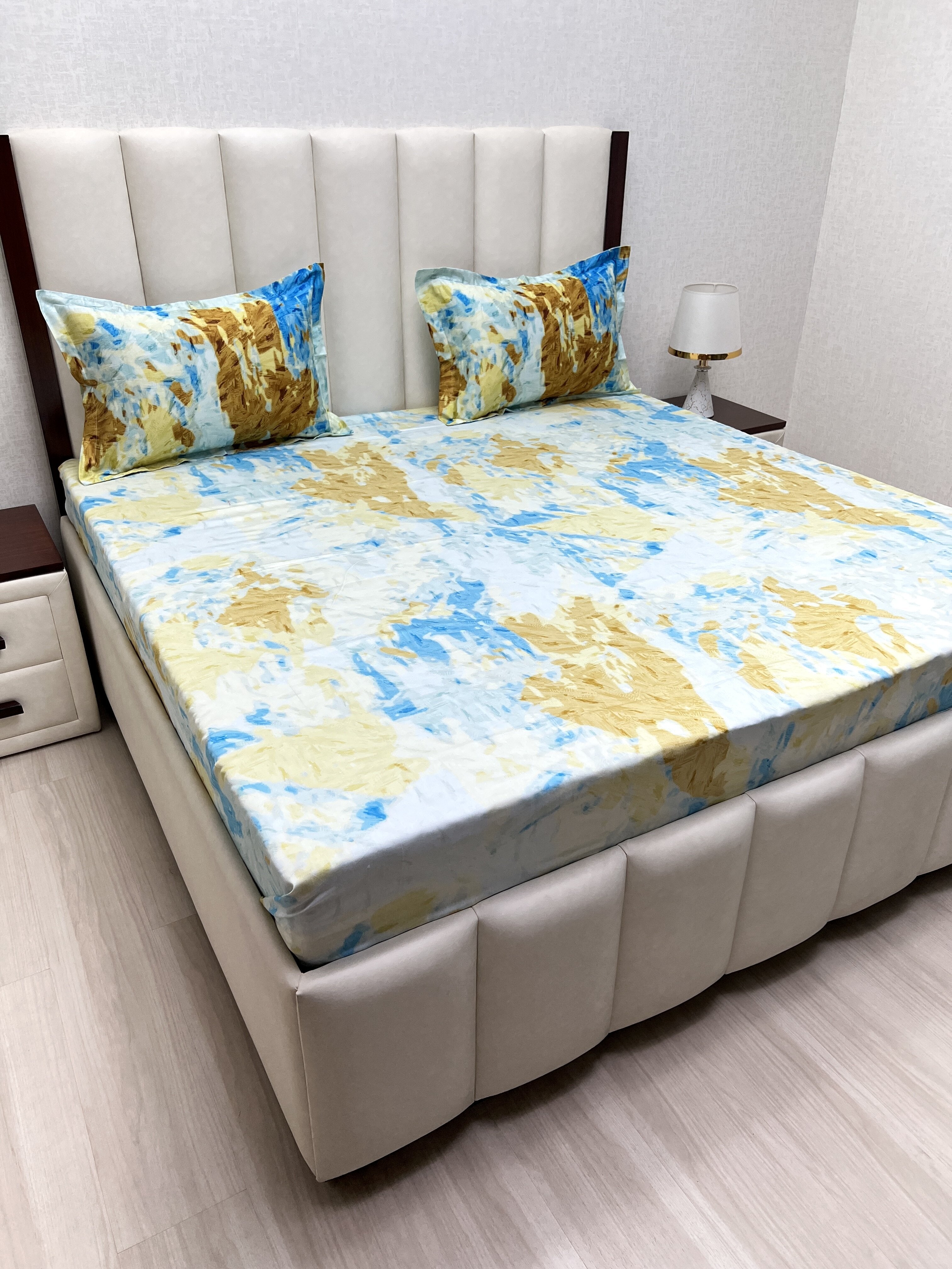 A-4329 - Pure Cotton 300 TC King Size Digital Print Double Bedsheet (274X274) with Two Pillow Covers (50X76)