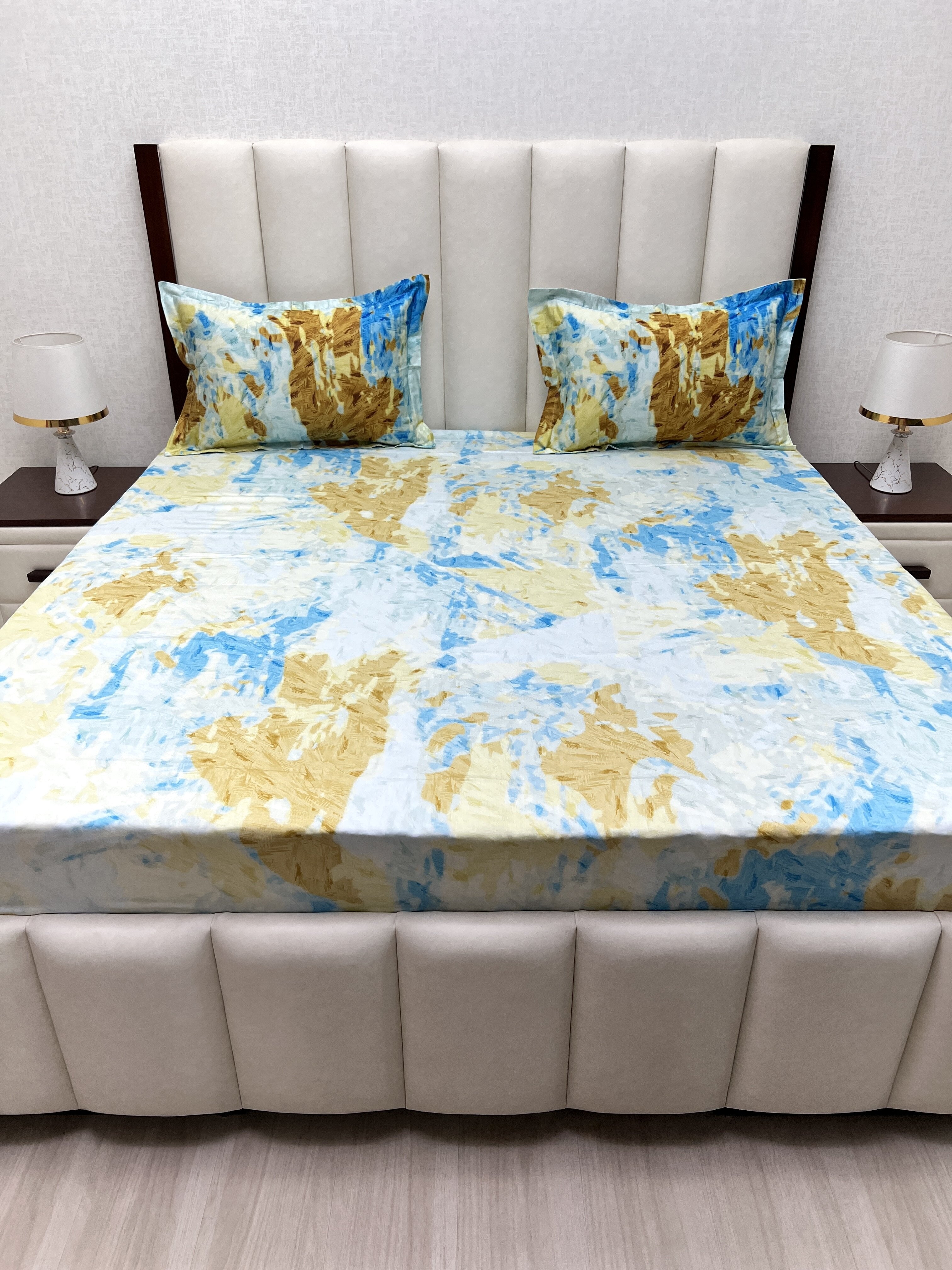 A-4329 - Pure Cotton 300 TC King Size Digital Print Double Bedsheet (274X274) with Two Pillow Covers (50X76)
