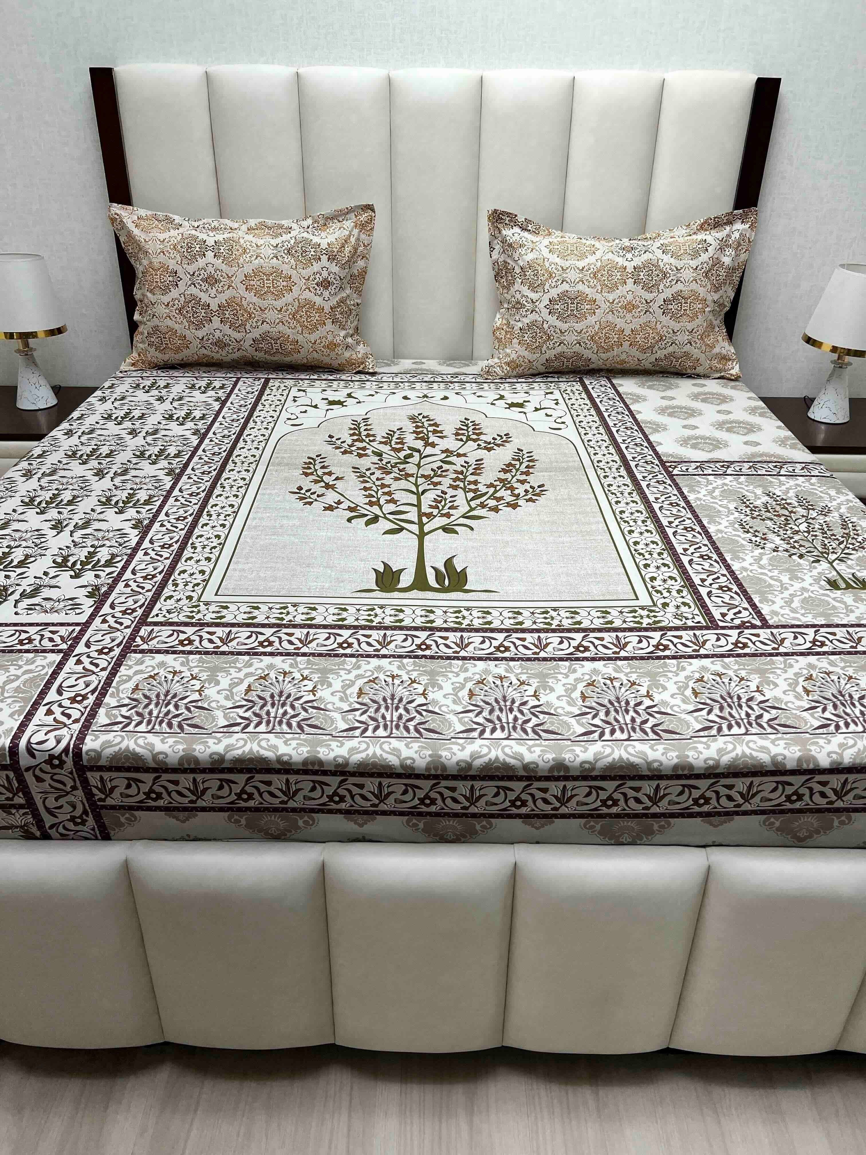 A-4333 - Pure Cotton 210 TC King Size Double Bedsheet (274X274) with Two Pillow Covers (50X76)