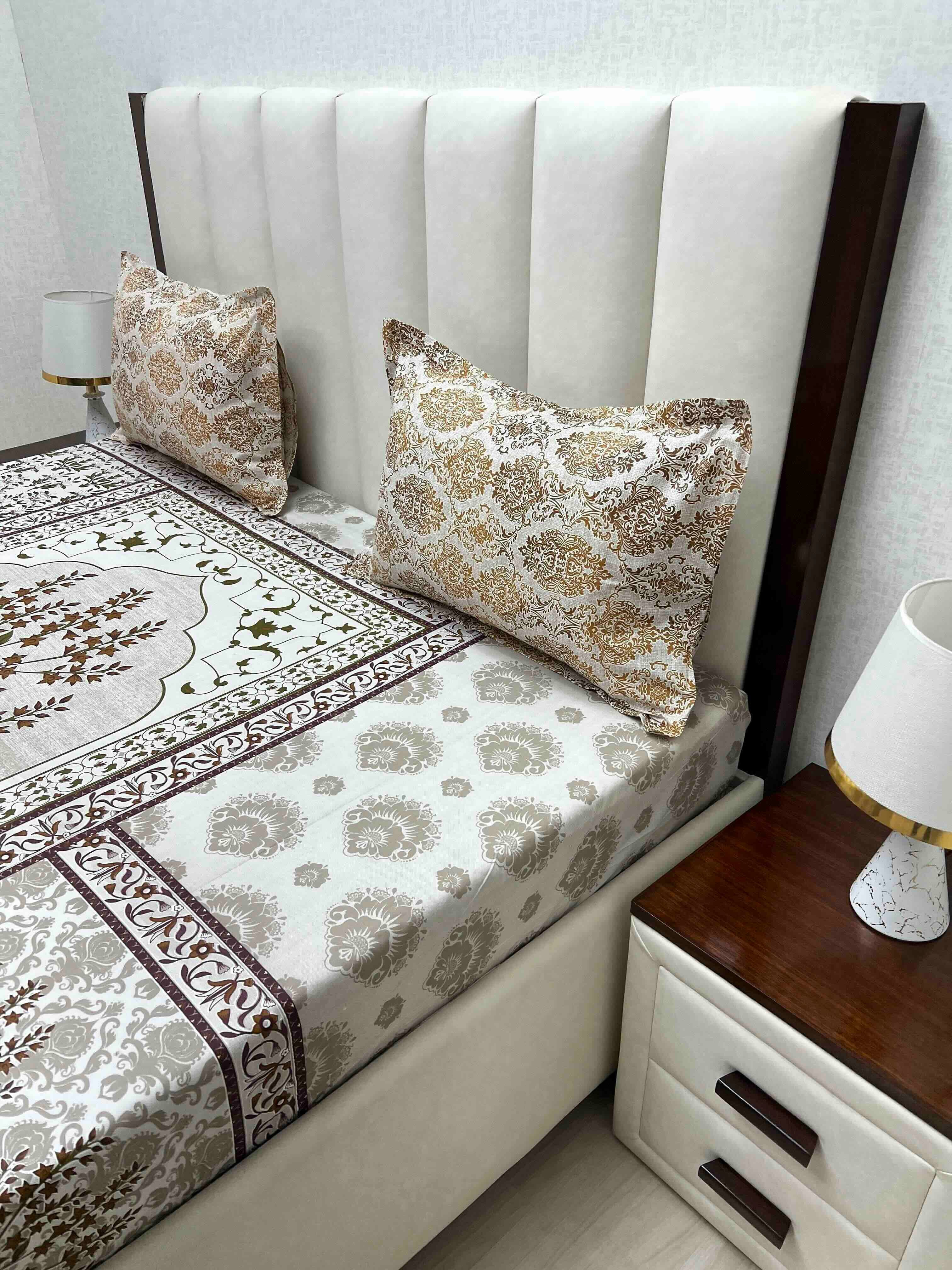 A-4333 - Pure Cotton 210 TC King Size Double Bedsheet (274X274) with Two Pillow Covers (50X76)