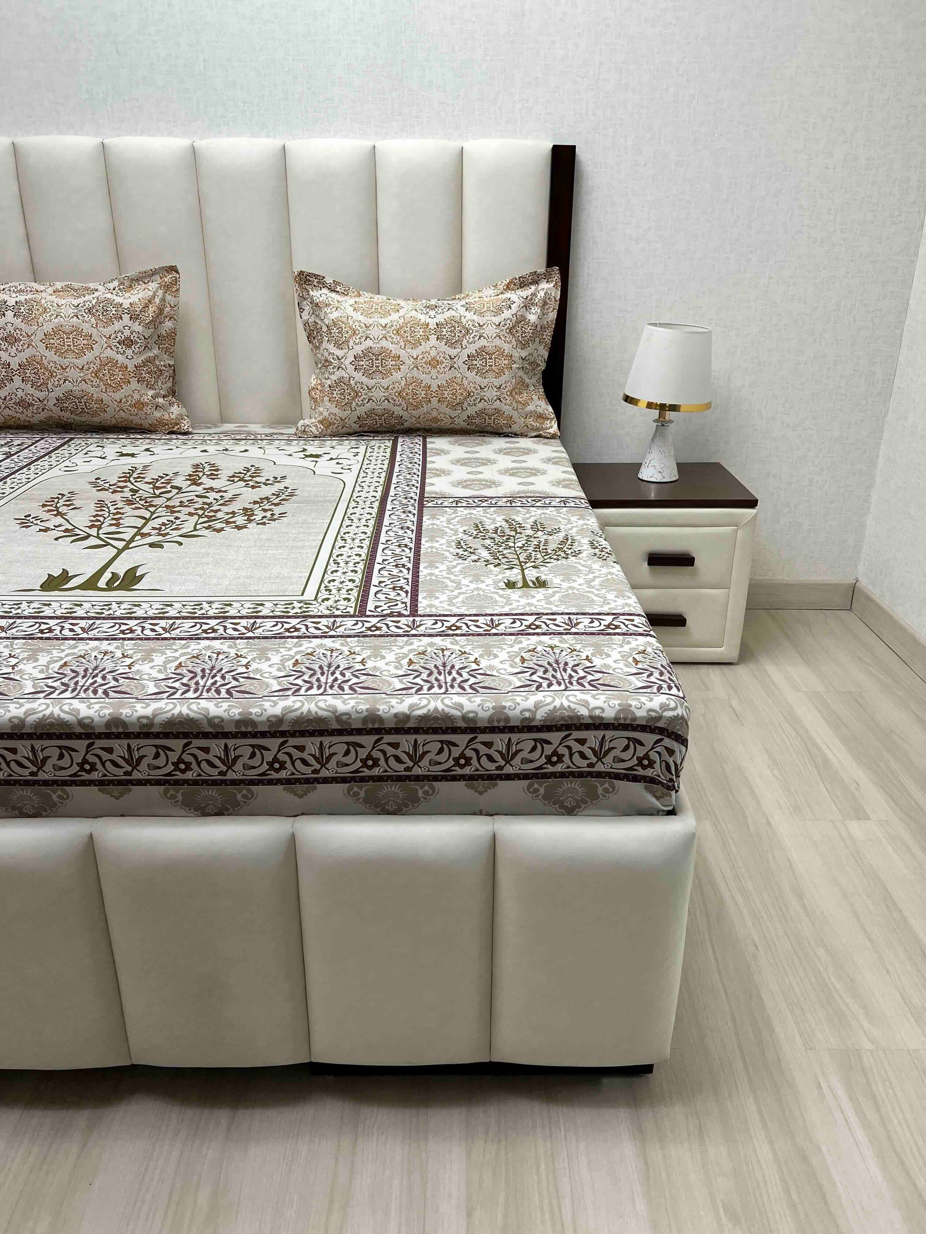 A-4333 - Pure Cotton 210 TC King Size Double Bedsheet (274X274) with Two Pillow Covers (50X76)