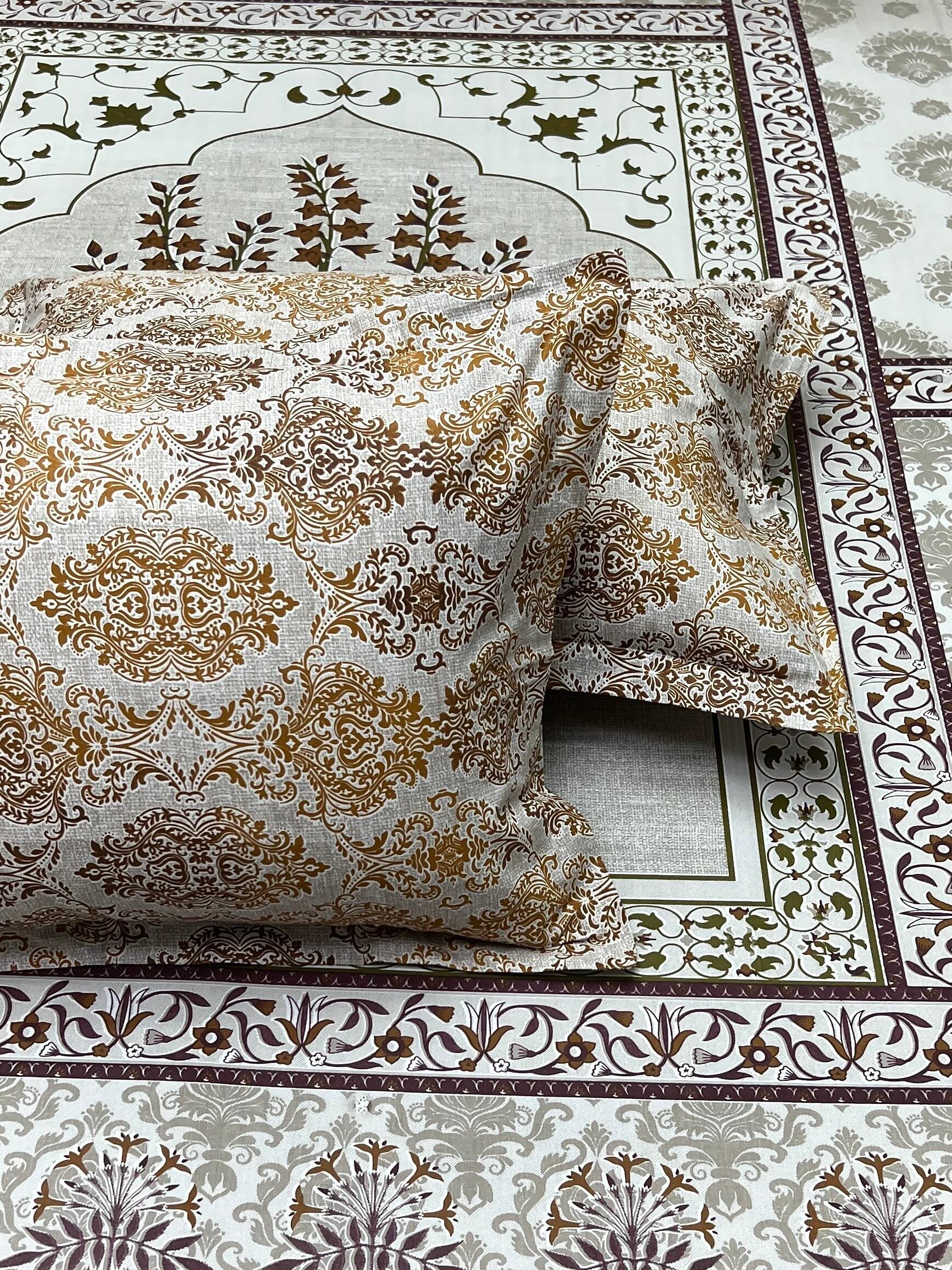 A-4333 - Pure Cotton 210 TC King Size Double Bedsheet (274X274) with Two Pillow Covers (50X76)