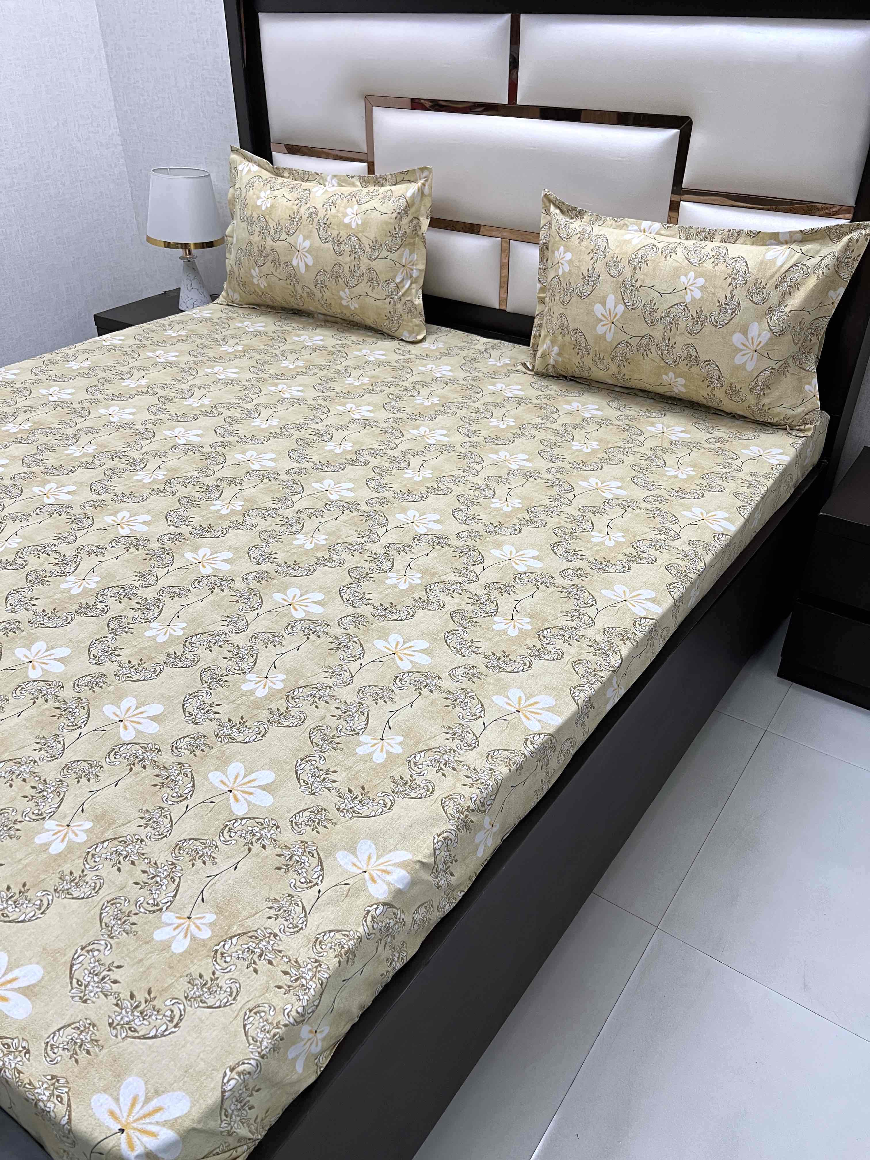 A-4336 - Pure Cotton 180 TC Queen Size Double Bedsheet (228X254) with Two Pillow Covers (43X68)