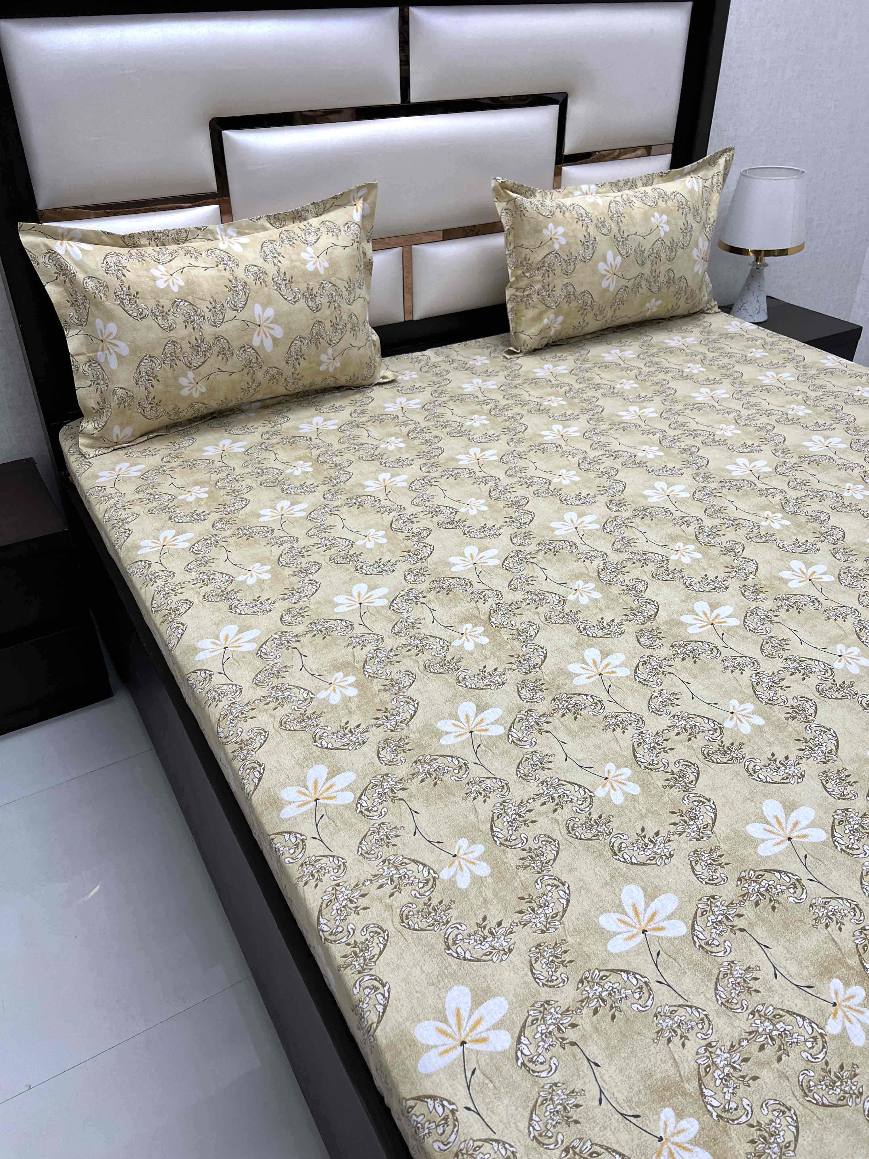 A-4336 - Pure Cotton 180 TC Queen Size Double Bedsheet (228X254) with Two Pillow Covers (43X68)