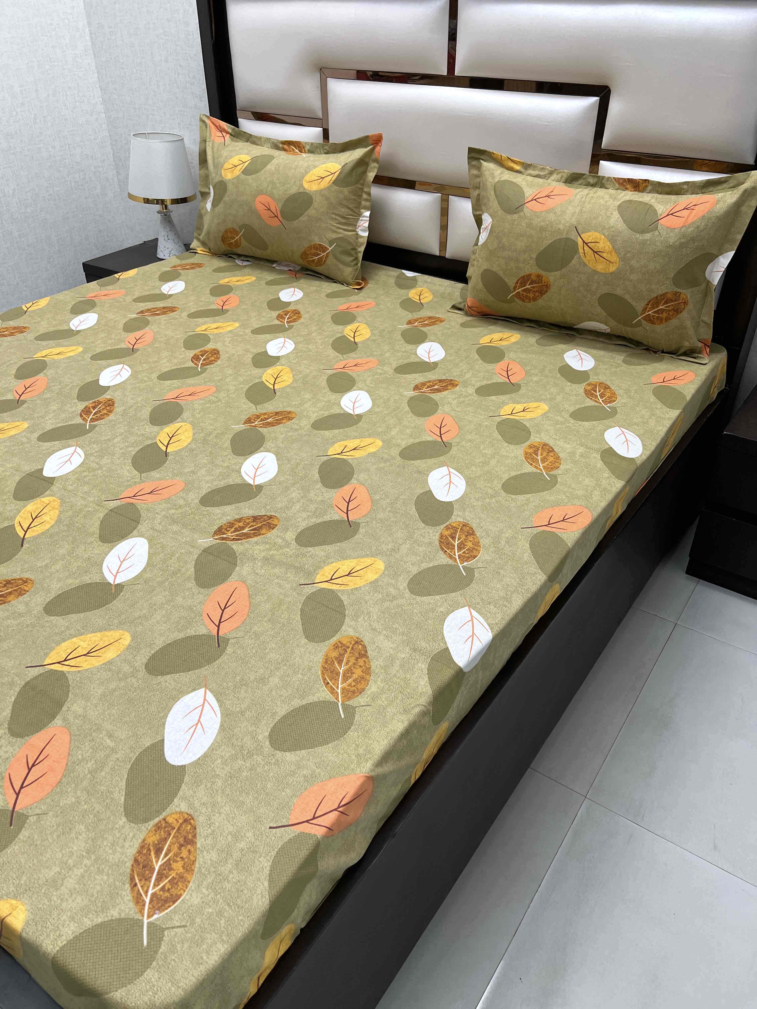 A-4345 - Pure Cotton 180 TC Queen Size Double Bedsheet (228X254) with Two Pillow Covers (43X68)